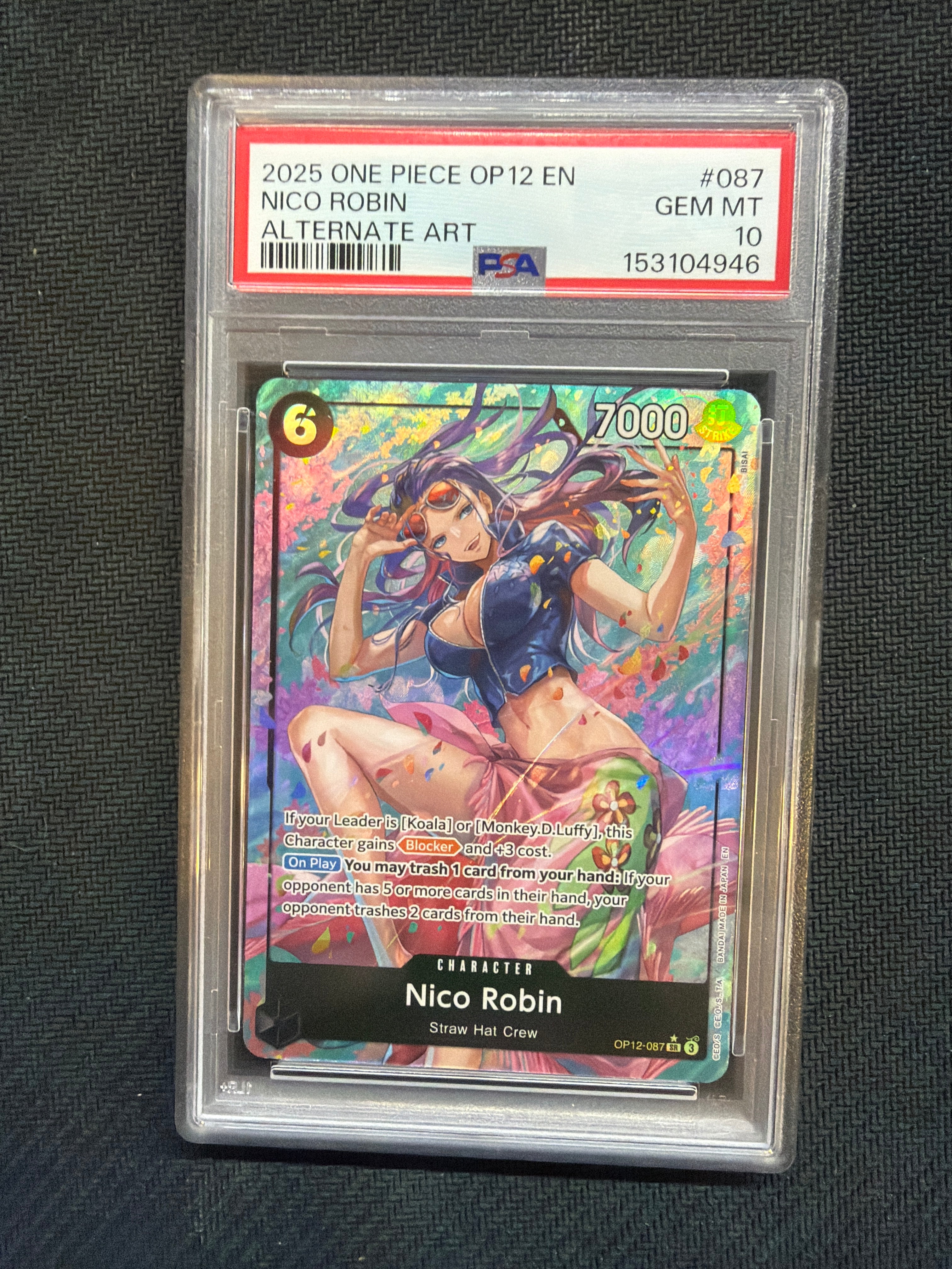 2025 One Piece OP12 Nico Robin 087 Alt Art PSA 10