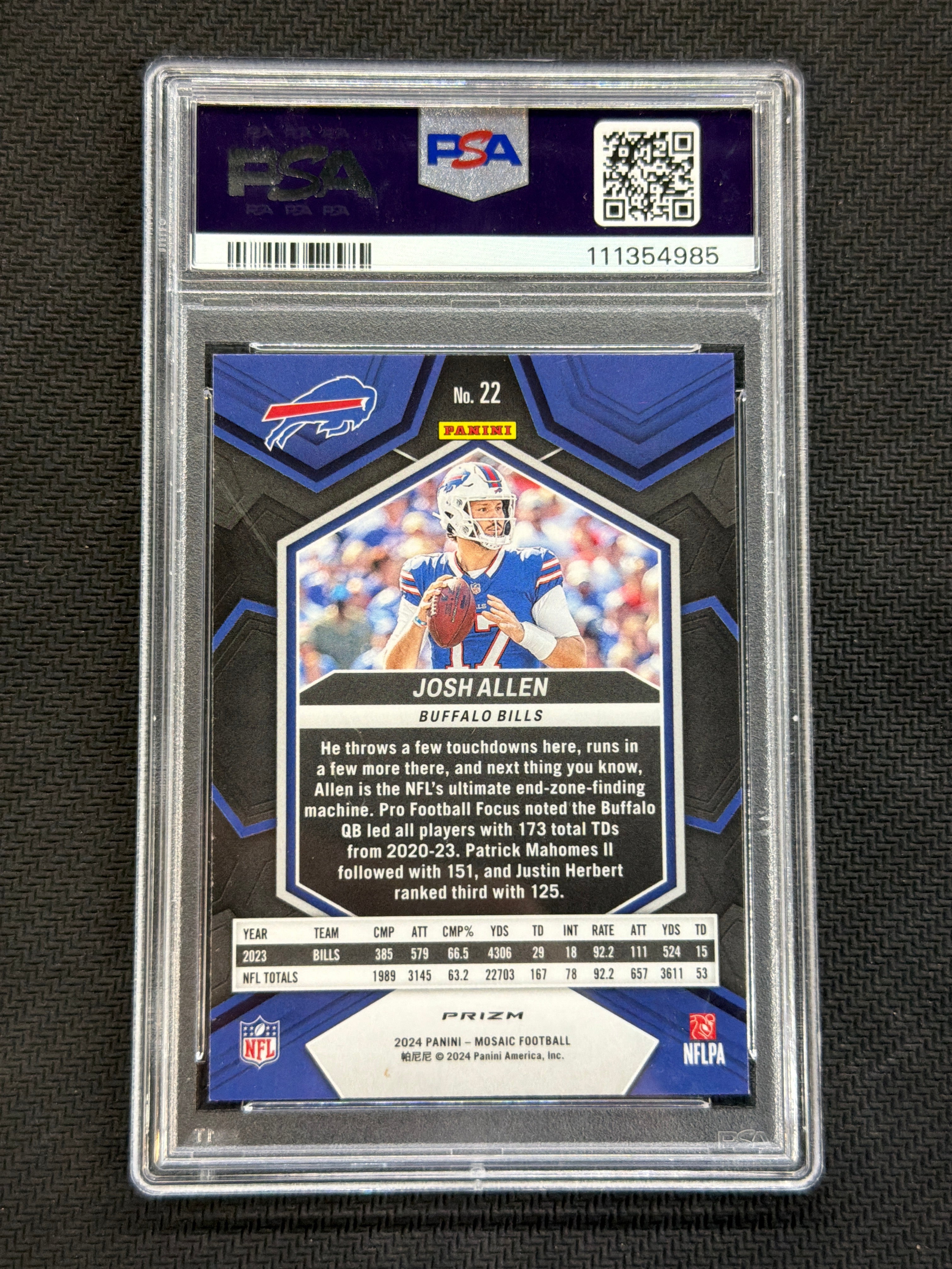 2024 Mosaic Josh Allen Honeycomb #22 PSA 9 Bills 985