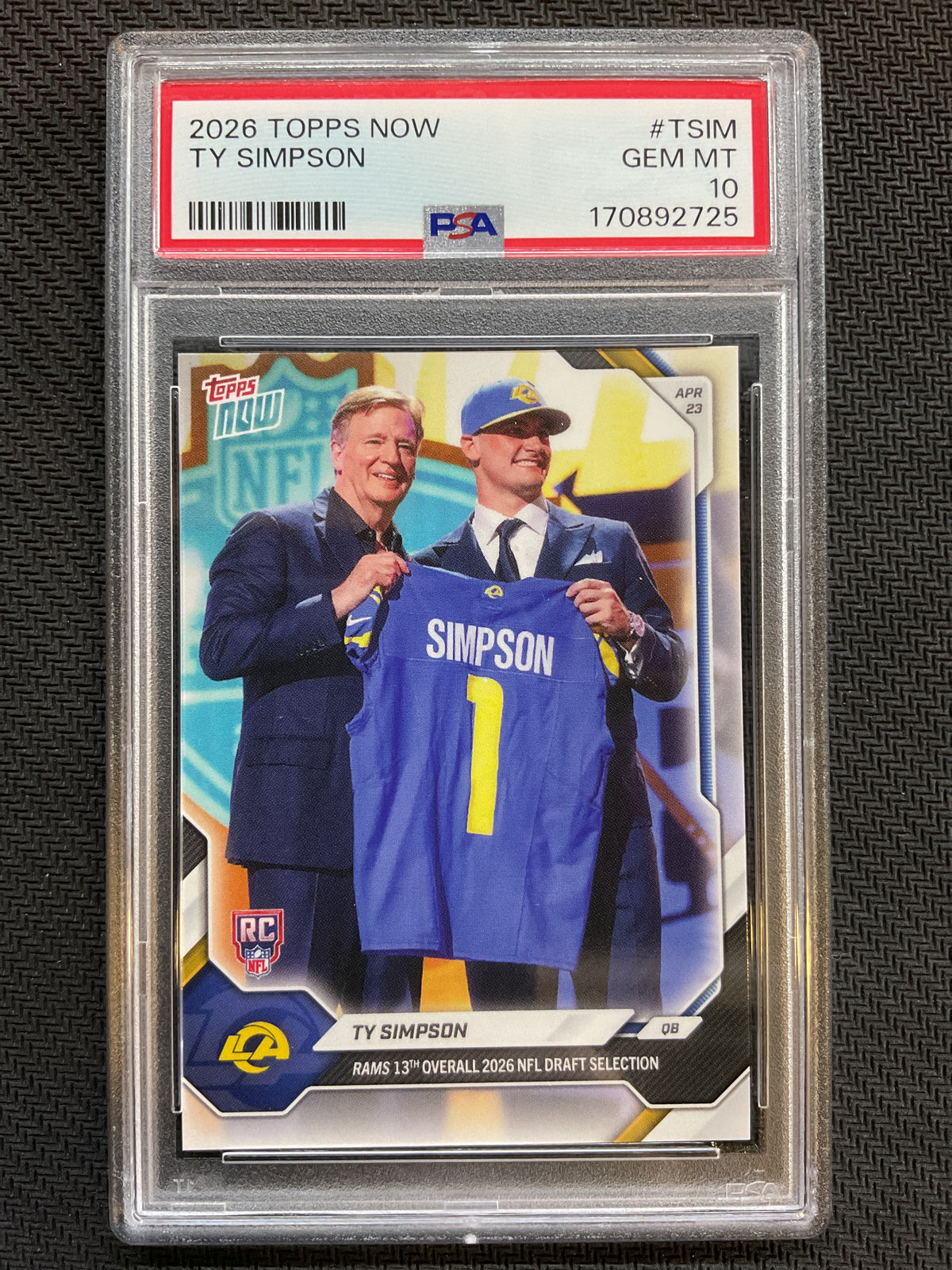 2026 Topps Now #TSIM Ty Simpson PSA 10 725