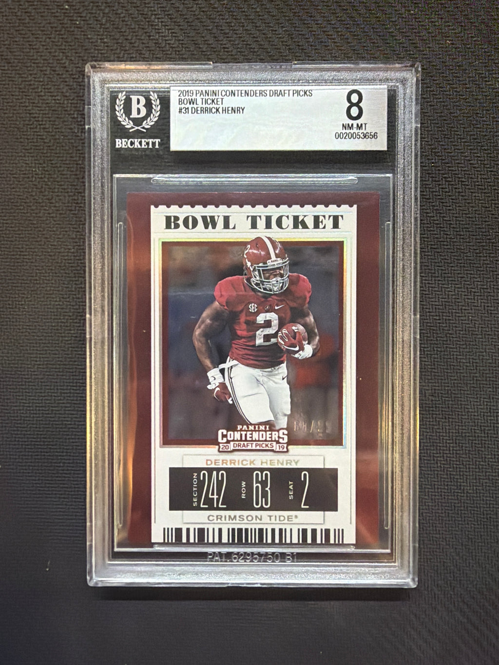 2019 Panini Contenders Draft Picks Derrick Henry Bowl Ticket /99 BGS 8 Alabama