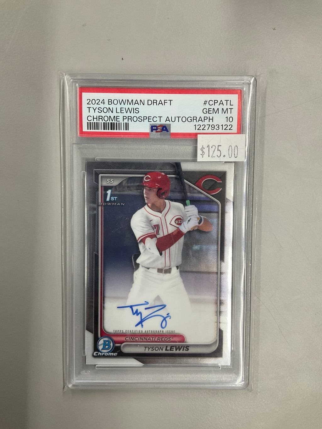 2024 Bowman Tyson Lewis Auto PSA 10 Reds