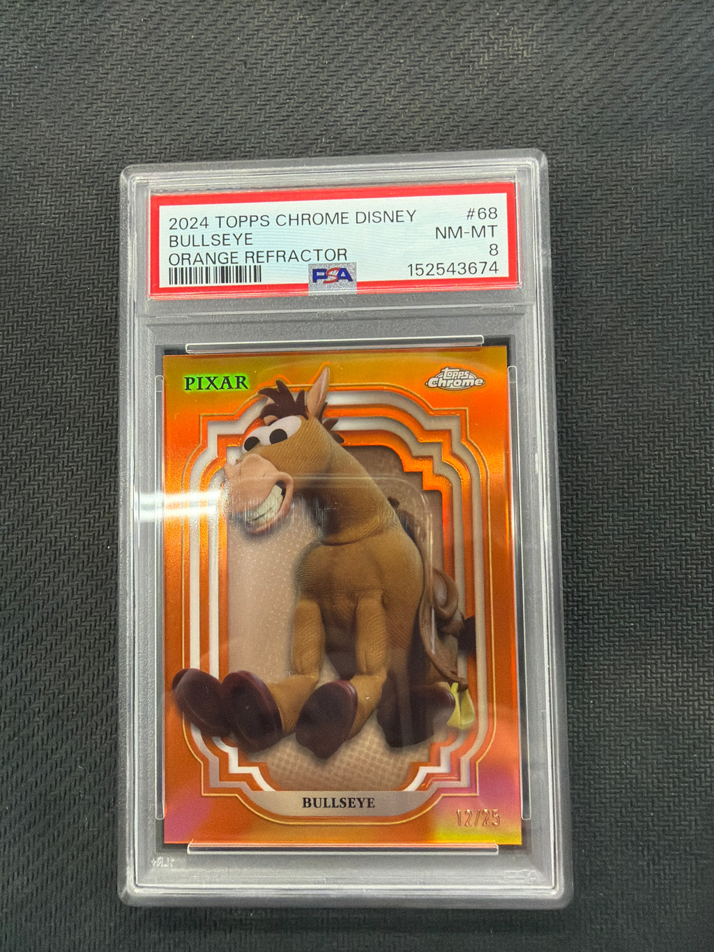 2024 Topps Chrome Disney Bullseye Orange /25 PSA 8 Toy Story