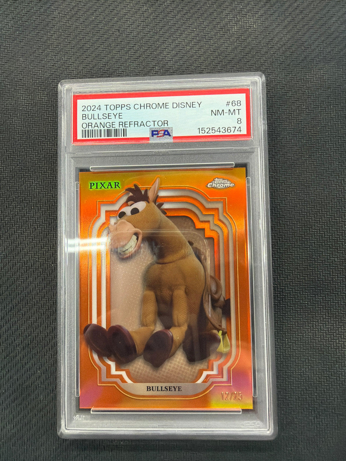 2024 Topps Chrome Disney Bullseye Orange /25 PSA 8 Toy Story
