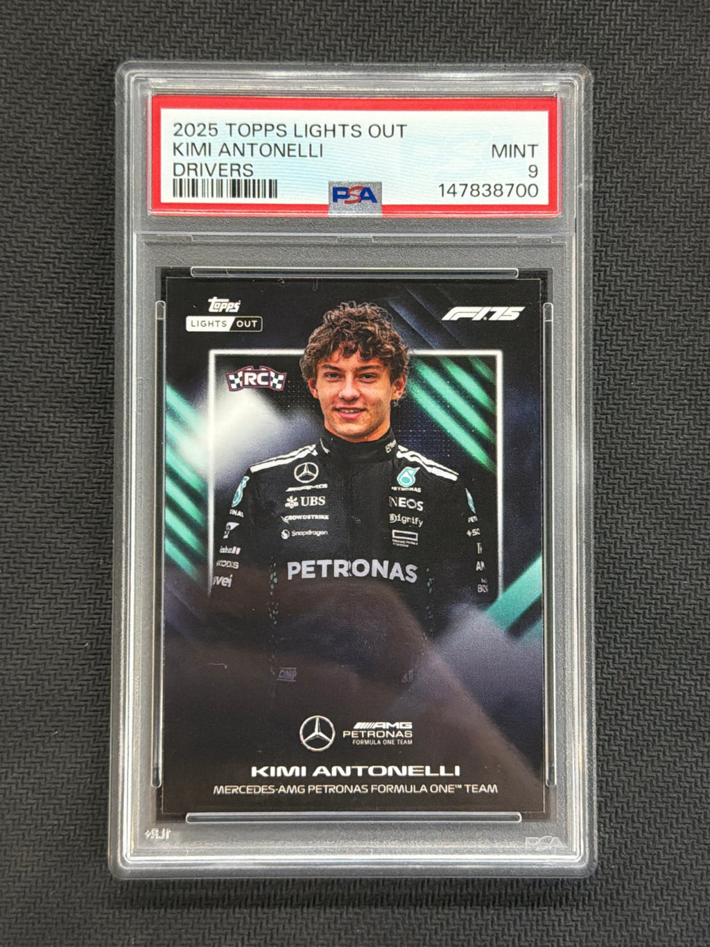 2025 Topps Lights Out F1 Kimi Antonelli Rookie Drivers PSA 9 Mercedes