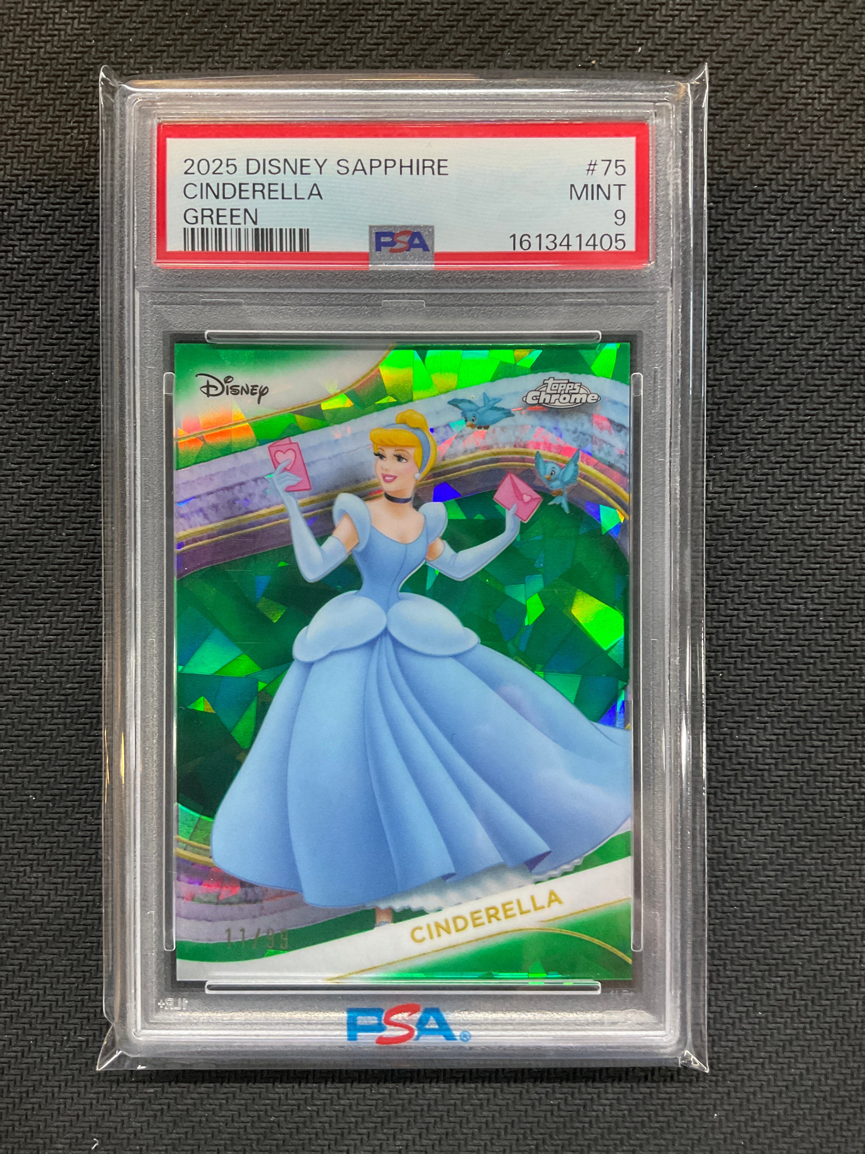 2025 Topps Chrome Disney Sapphire Cinderella Green /99 PSA 9 405