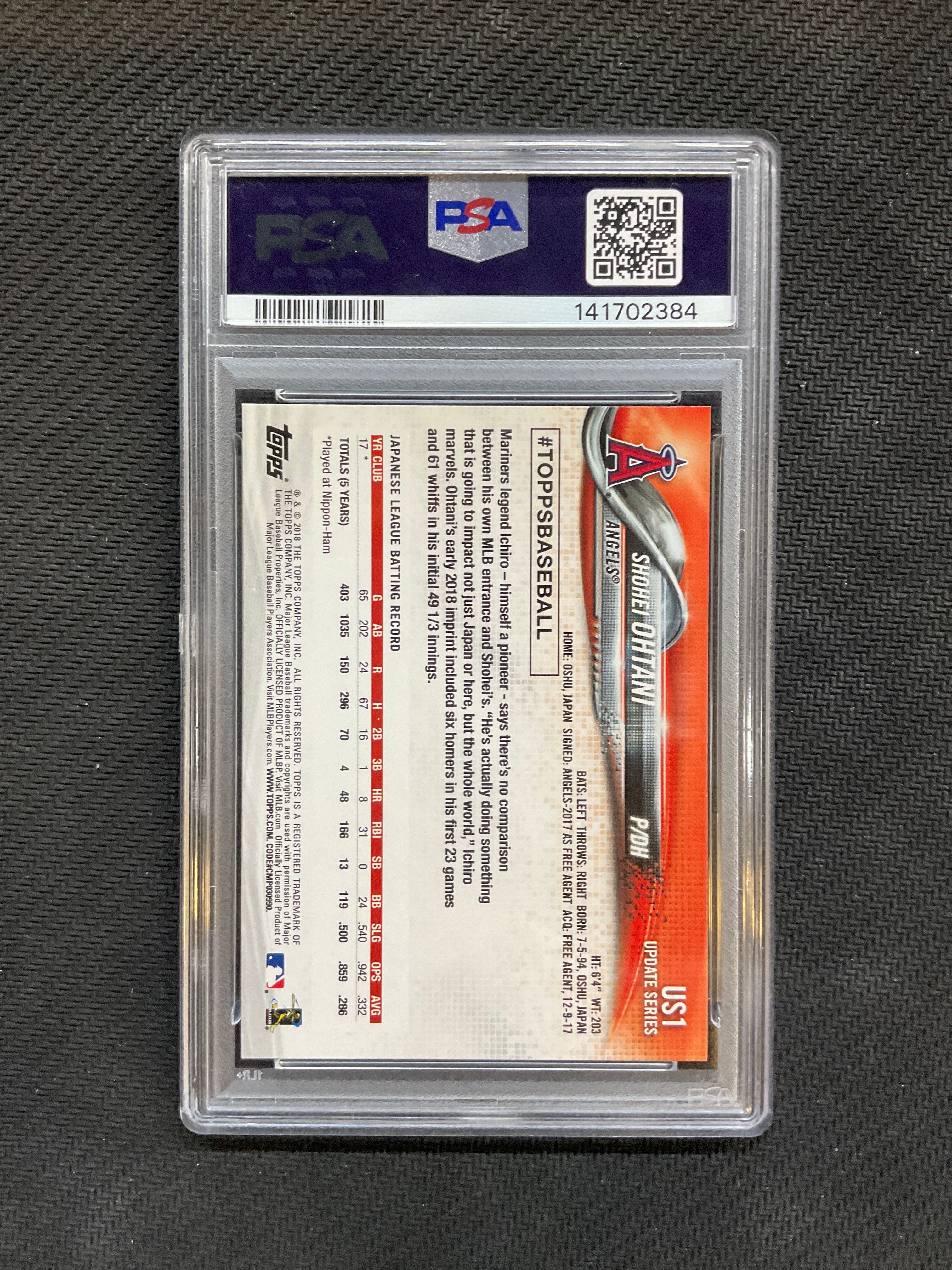 2018 Topps Update Shohei Ohtani Rookie #US1 PSA 10 384