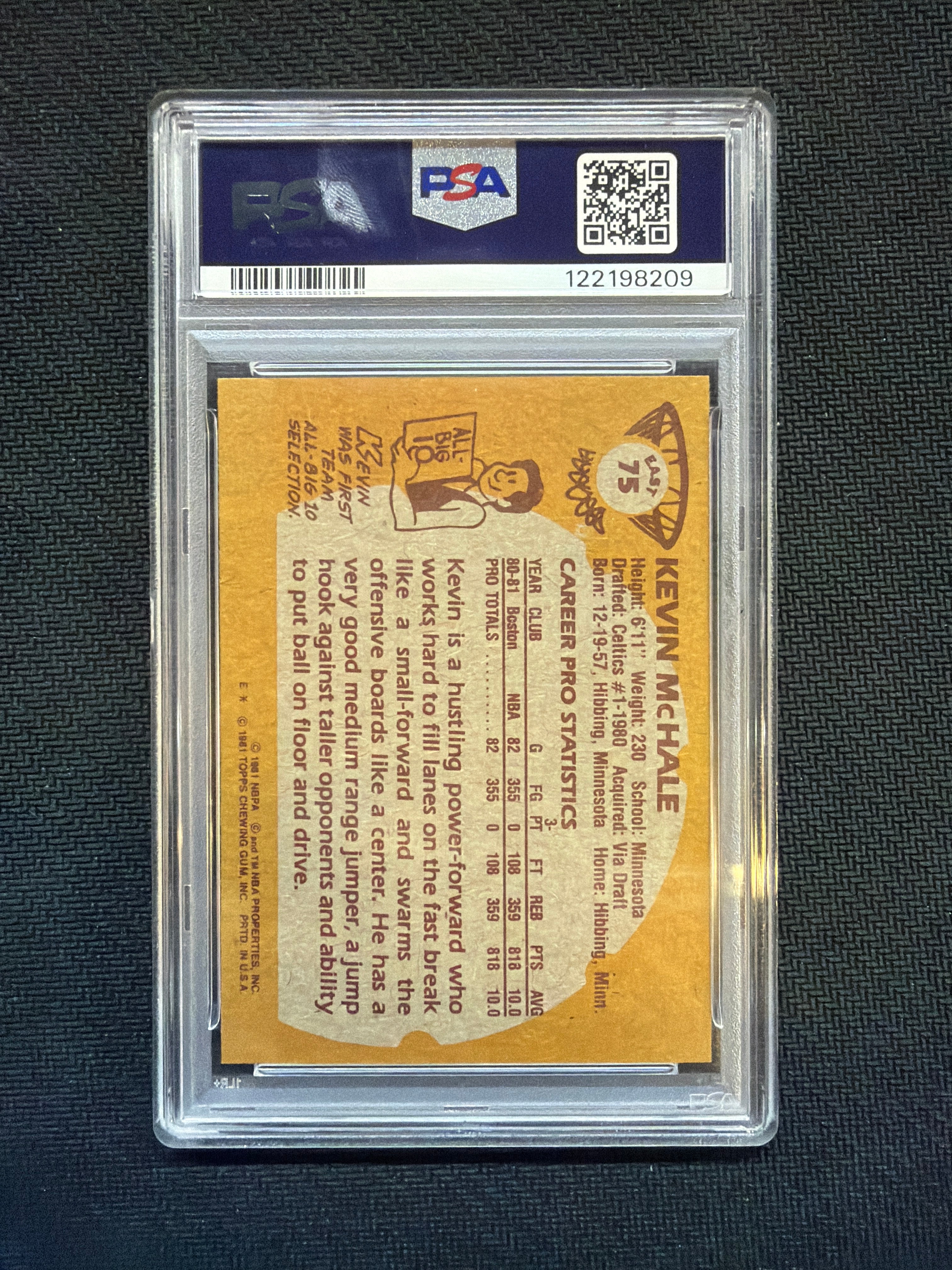 1981 Topps Kevin McHale East #75 PSA 8 Celtics