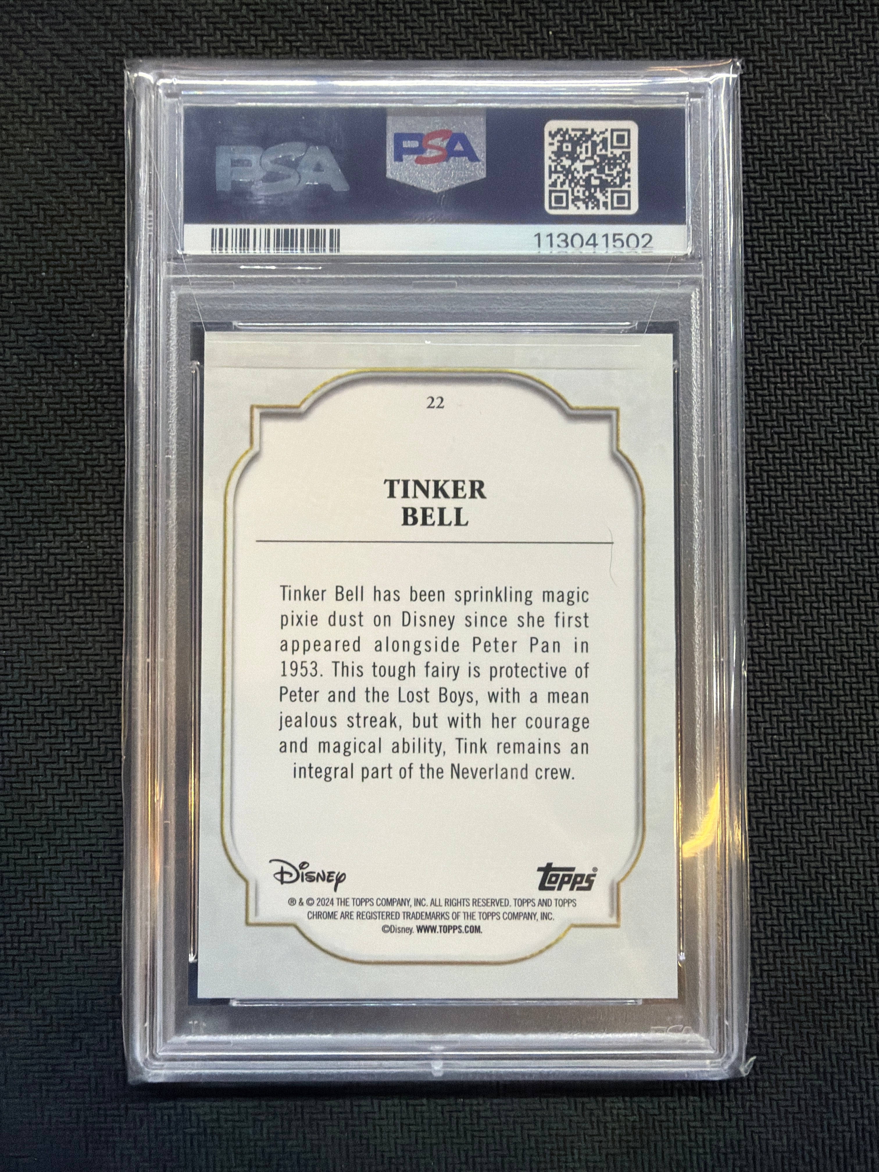 2024 Topps Chrome Disney Sapphire Tinker Bell #22 PSA 10