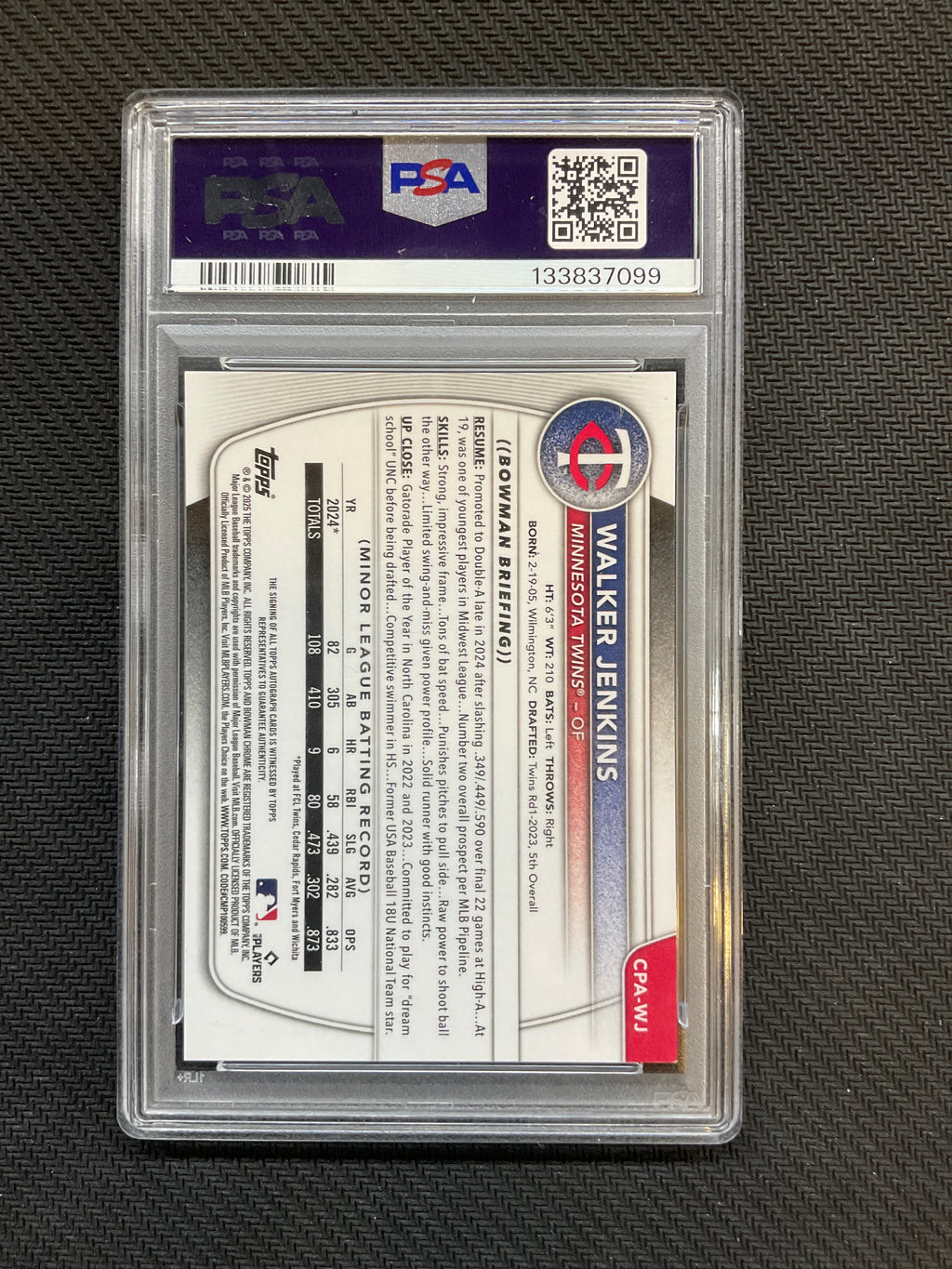2025 Bowman Walker Jenkins Auto /250 PSA 9 Twins