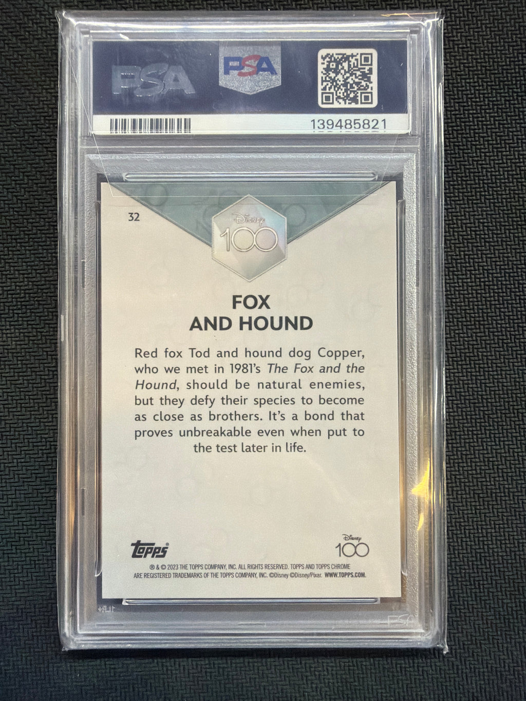 2023 Topps Chrome Disney 100 Fox And Hound Purple /299 PSA 9
