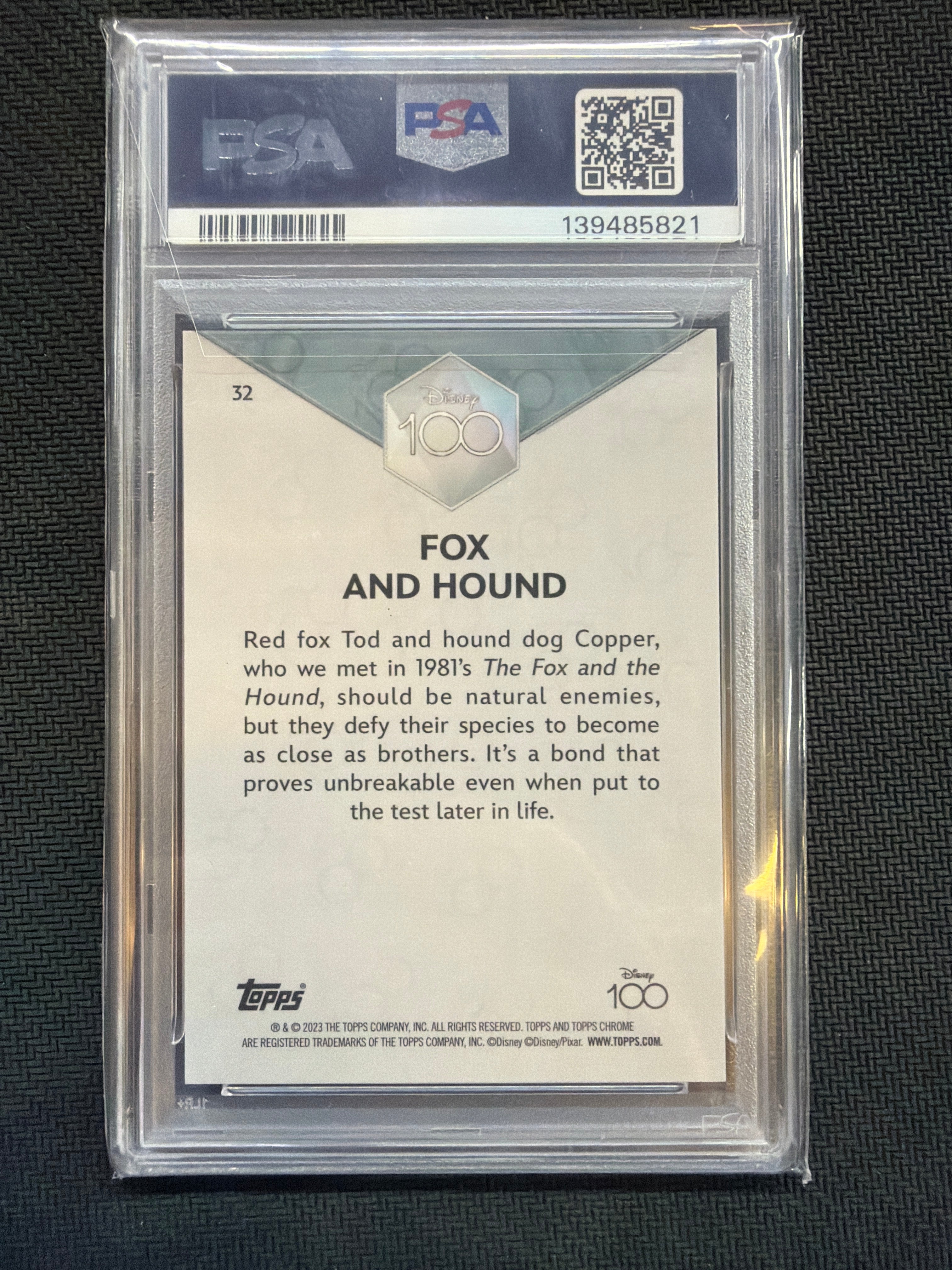 2023 Topps Chrome Disney 100 Fox And Hound Purple /299 PSA 9