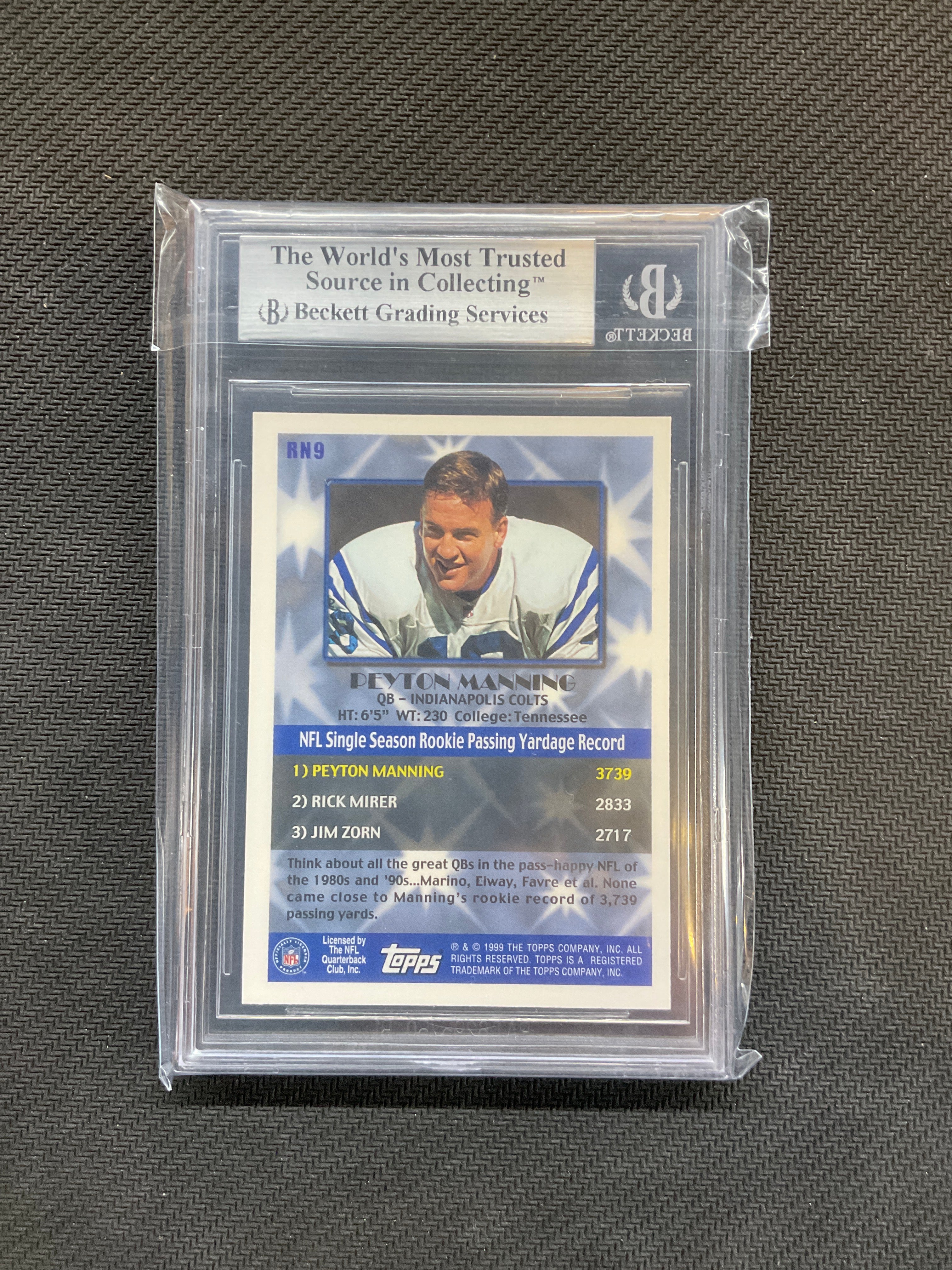 1999 Topps Peyton Manning Record Numbers BGS 9