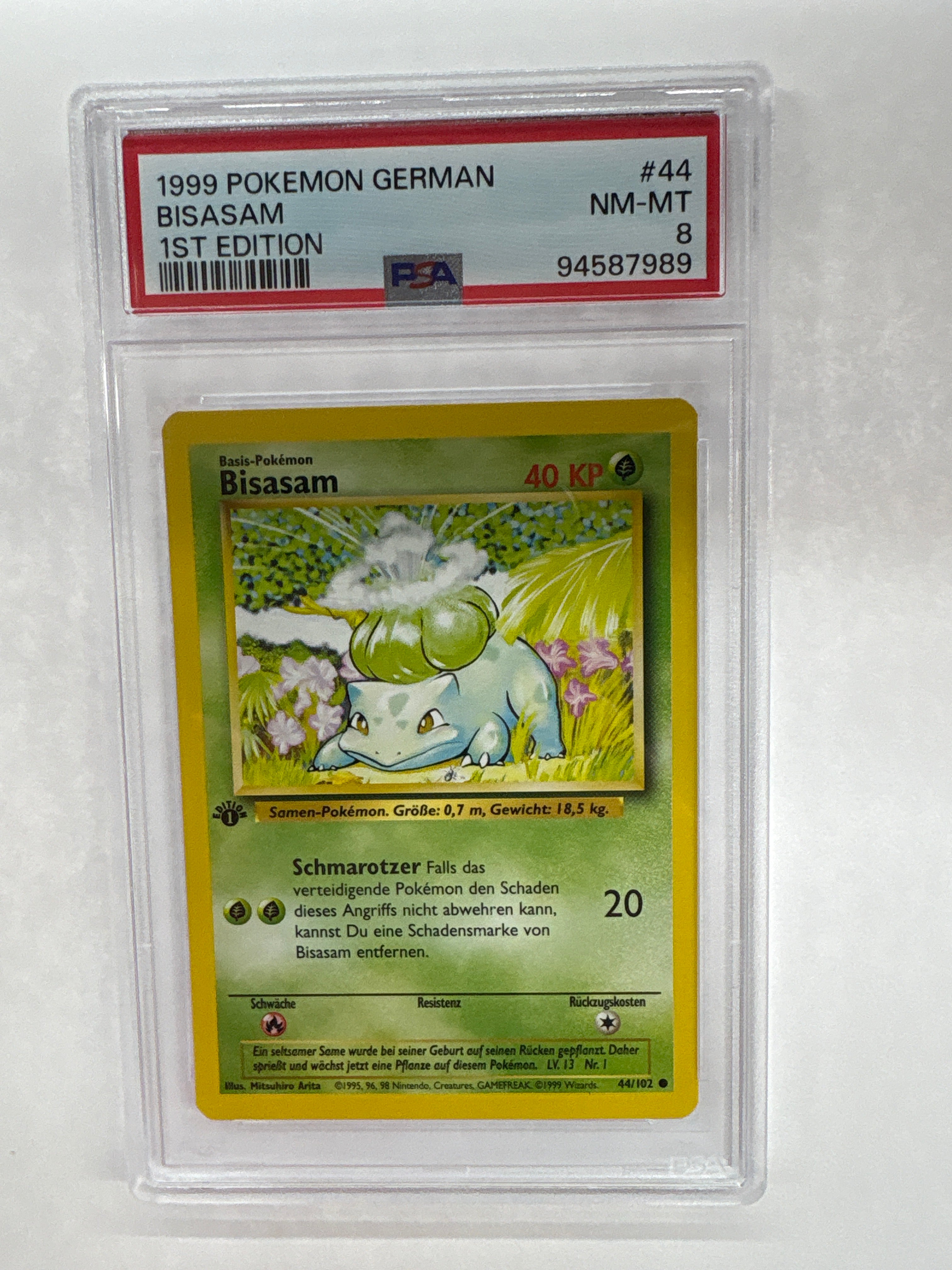 1999 German Pokemon 1st Edition Bisasam (Bulbasuar) 44 PSA 8