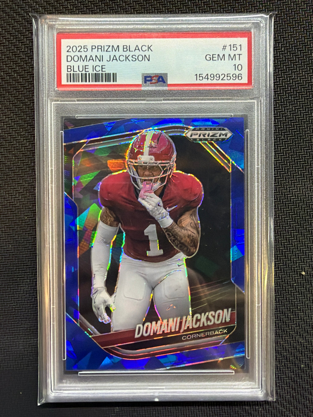 2025 Prizm Black Domani Jackson Blue Ice /125 #151 PSA 10 Alabama