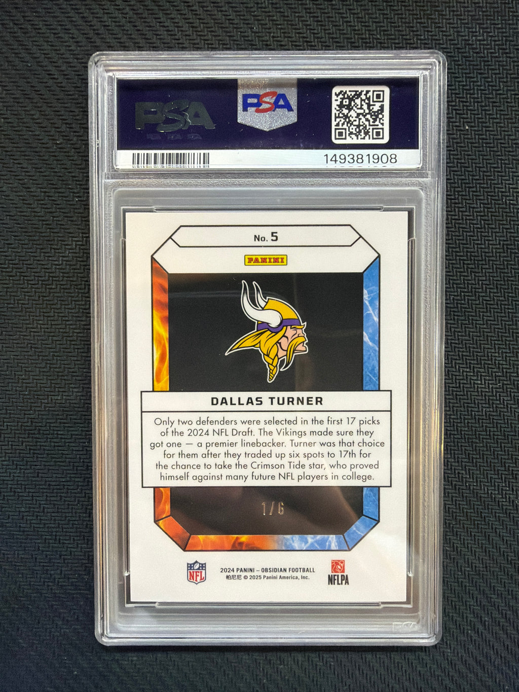 2024 Obsidian Dallas Turner Fire And Ice Jade /6 PSA 9