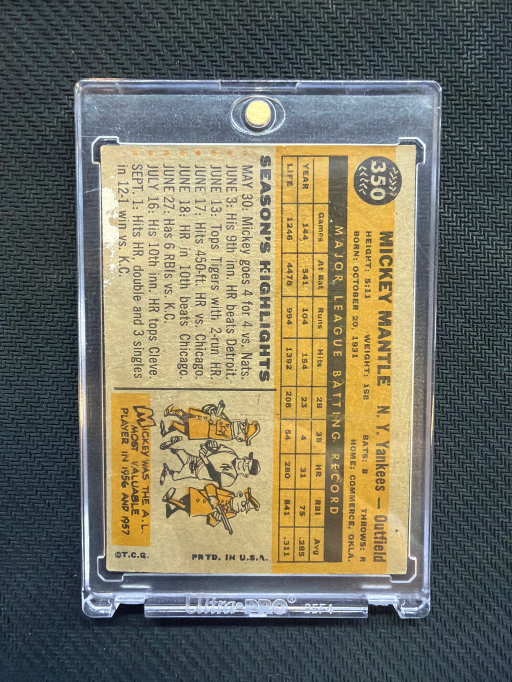 1960 Topps Mickey Mantle #350 2