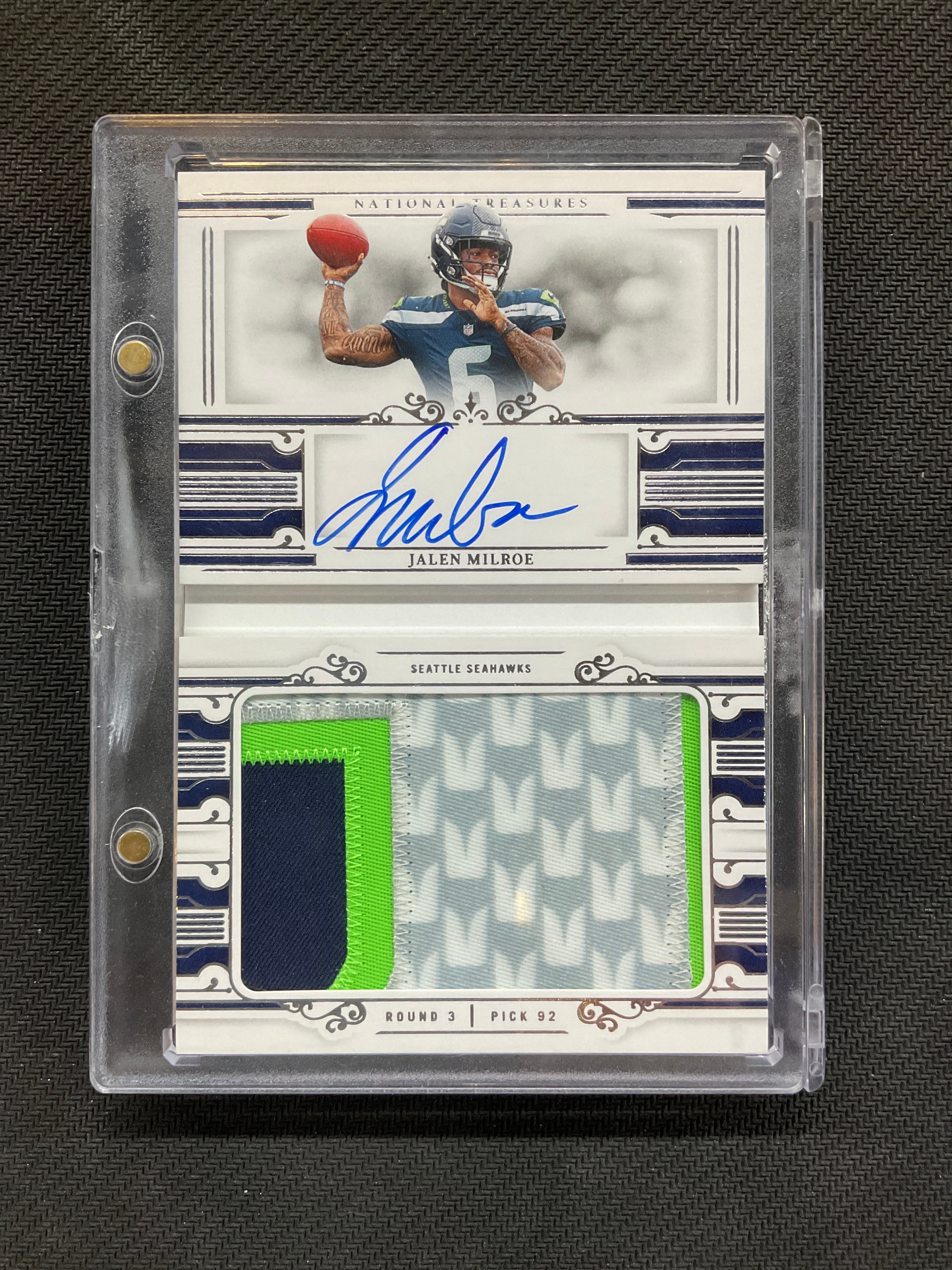 2025 Panini National Treasures Jalen Milroe Rookie Booklet Patch Auto /99