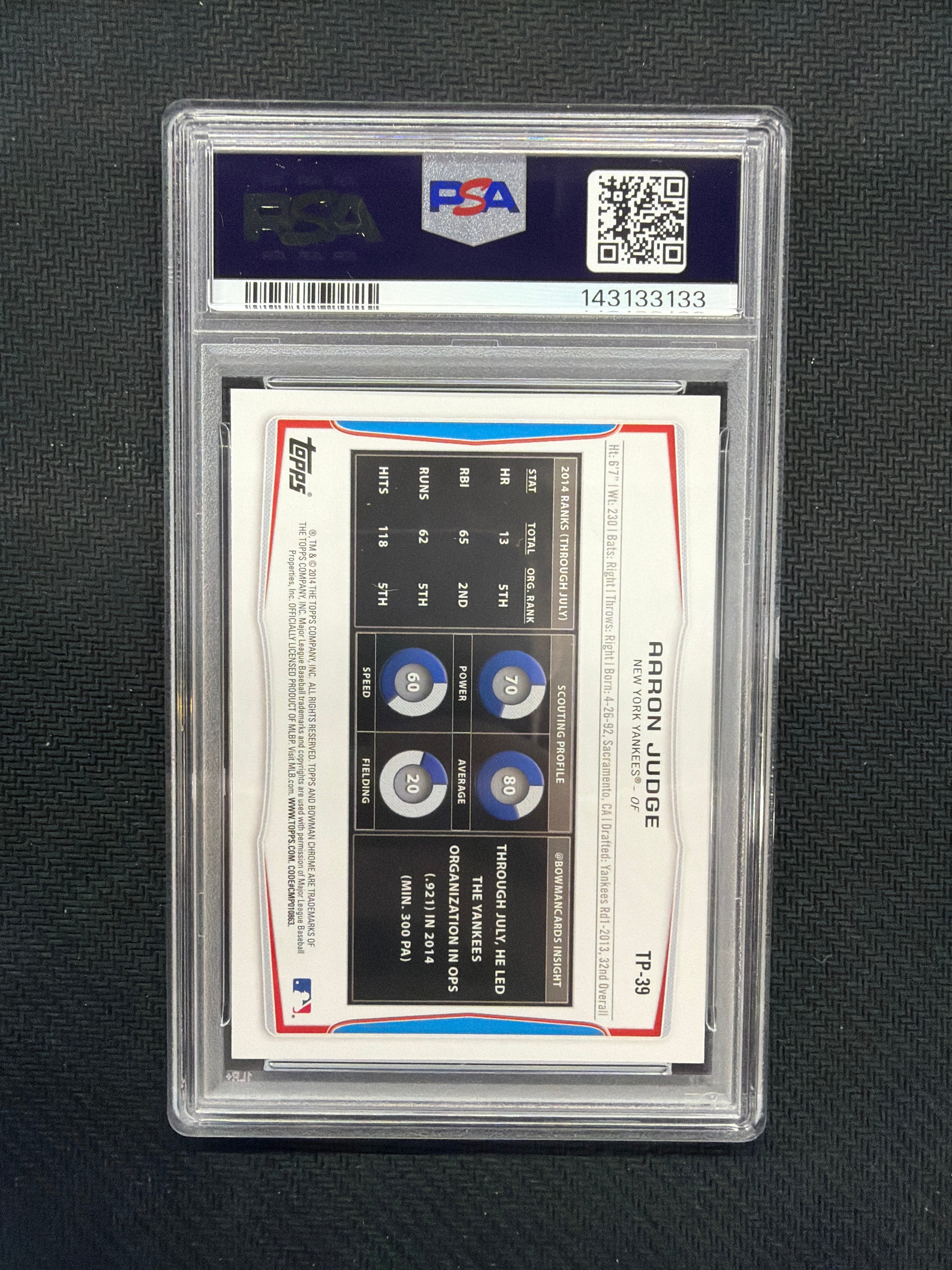 2014 Bowman Draft Prospects Aaron Judge Top Prospects PSA 10 Yankees