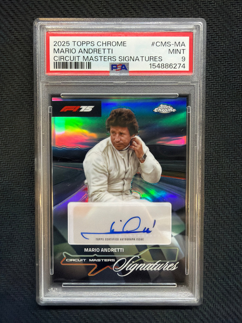 2025 Topps Chrome F1 Mario Andretti Circuit Masters Signatures PSA 9