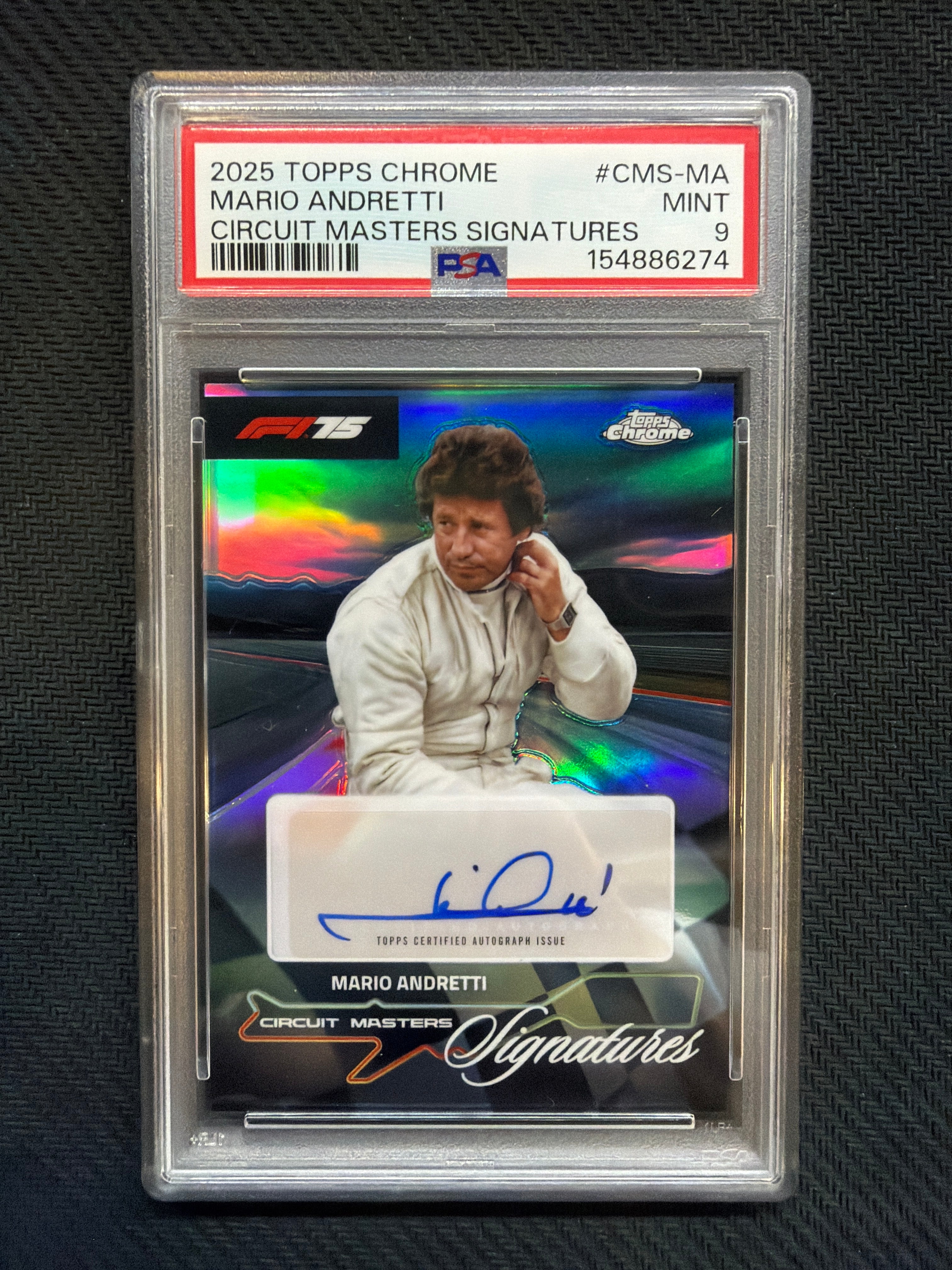 2025 Topps Chrome F1 Mario Andretti Circuit Masters Signatures PSA 9