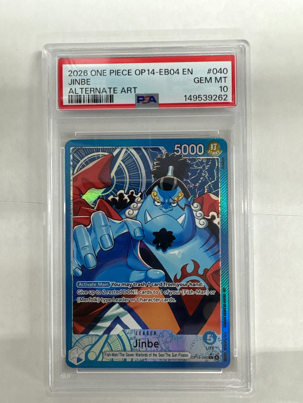 2026 One Piece OP14-EB04 Jinbe Alt Art 040 PSA 10