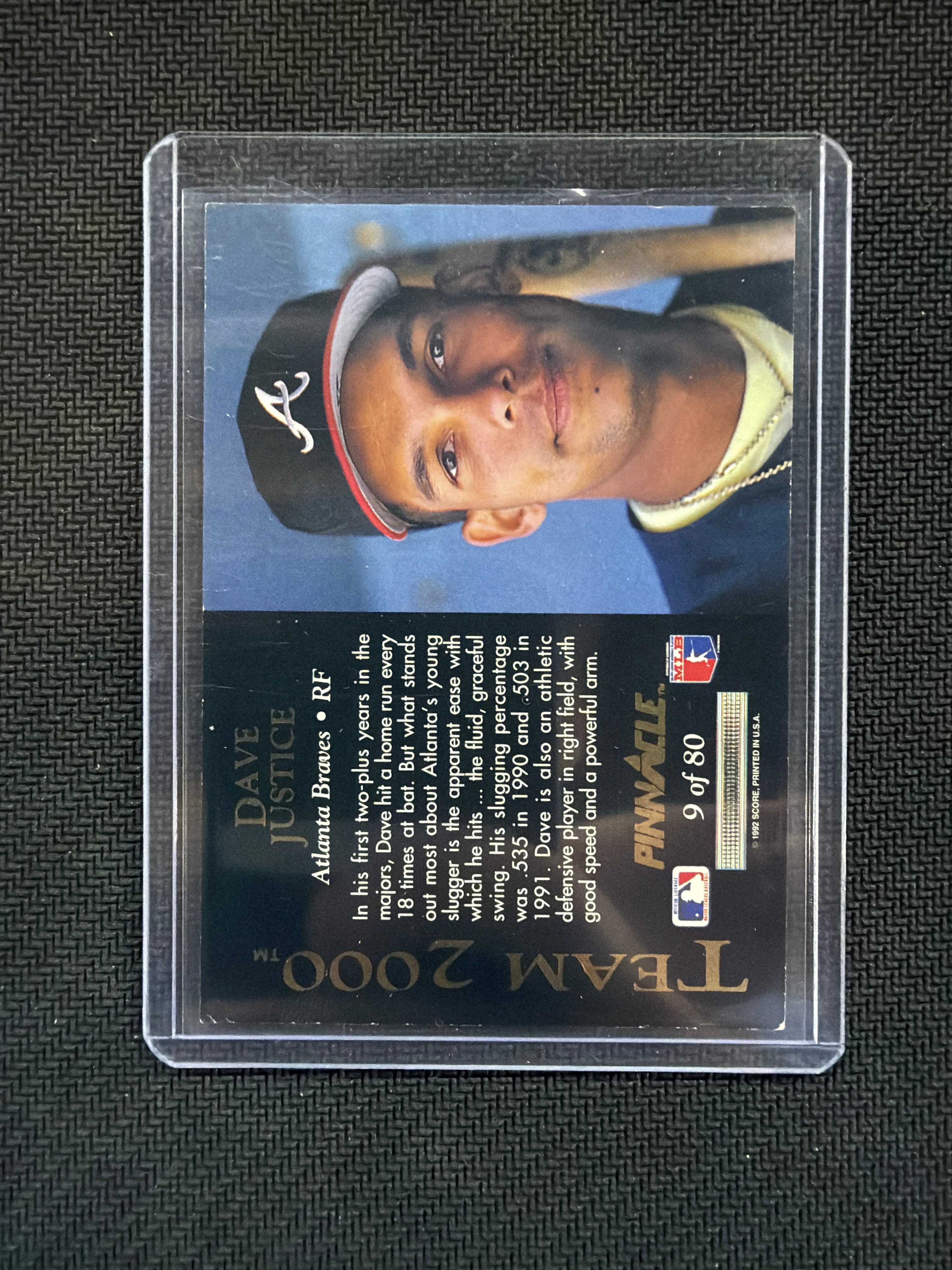 1992 Score Pinnacle Dave Justice Auto Braves