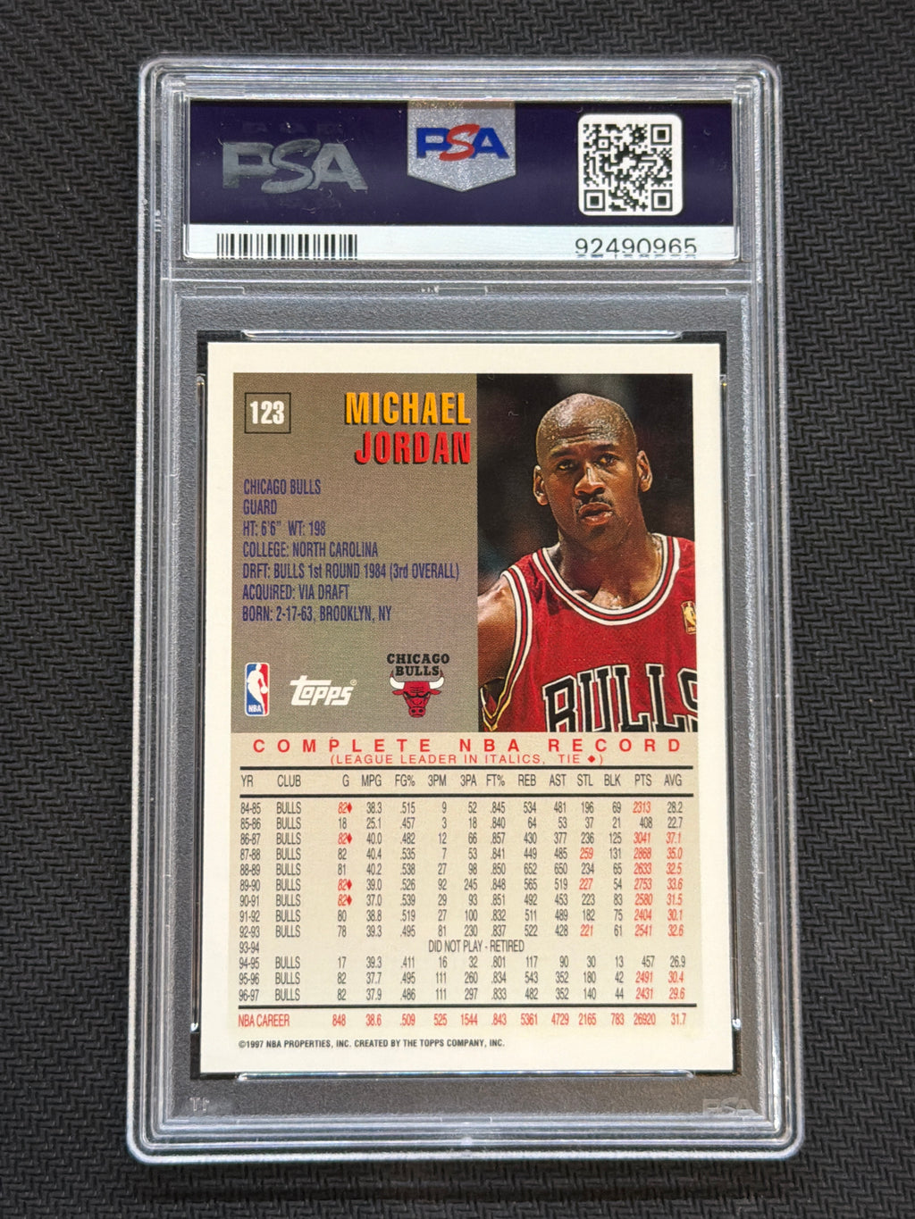 1997 Topps O-Pee-Chee Michael Jordan #123 PSA 9 965 Bulls