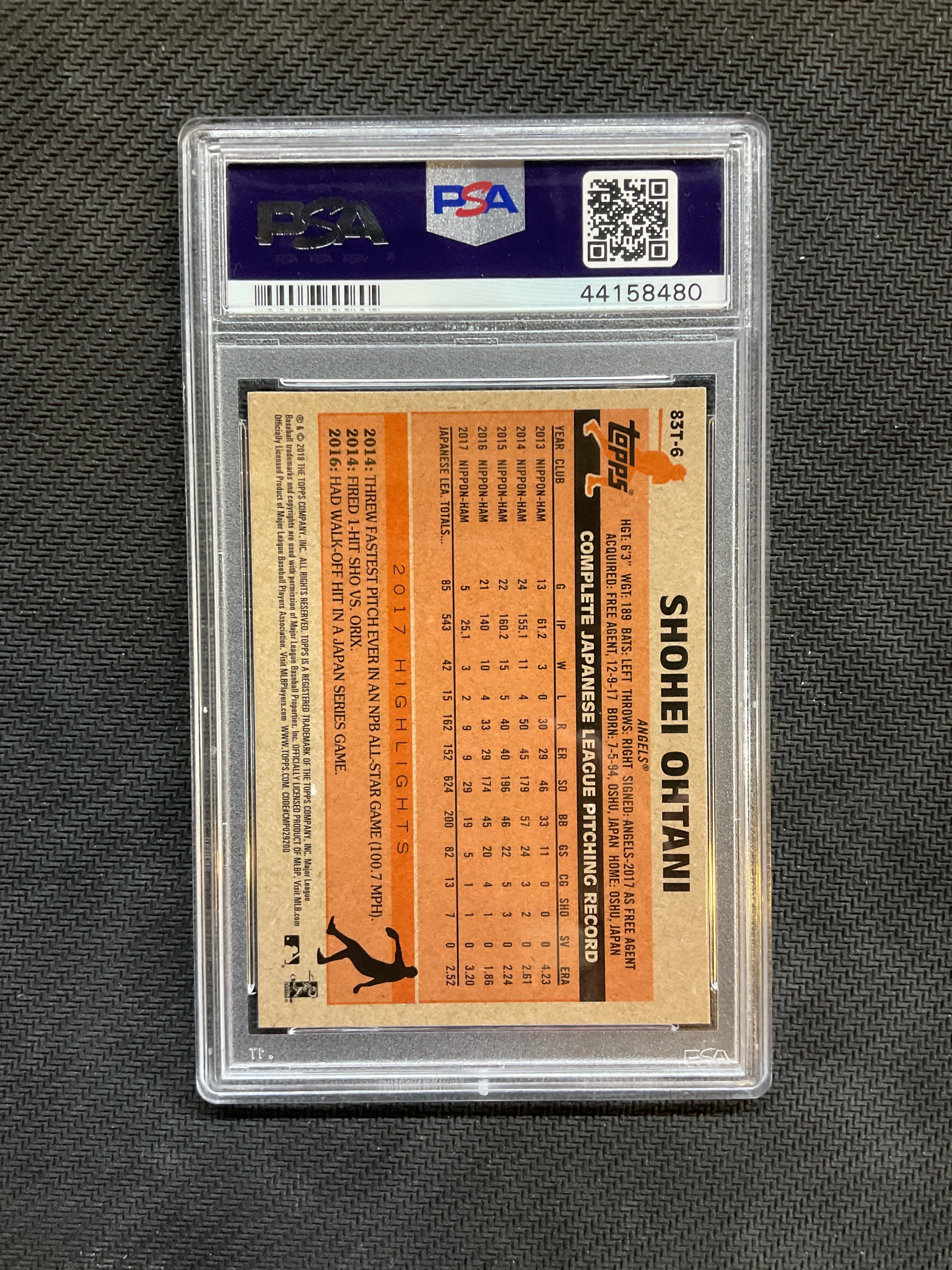 2018 Topps Chrome Shohei Ohtani 83 Rookie Refractor PSA 10 Angels