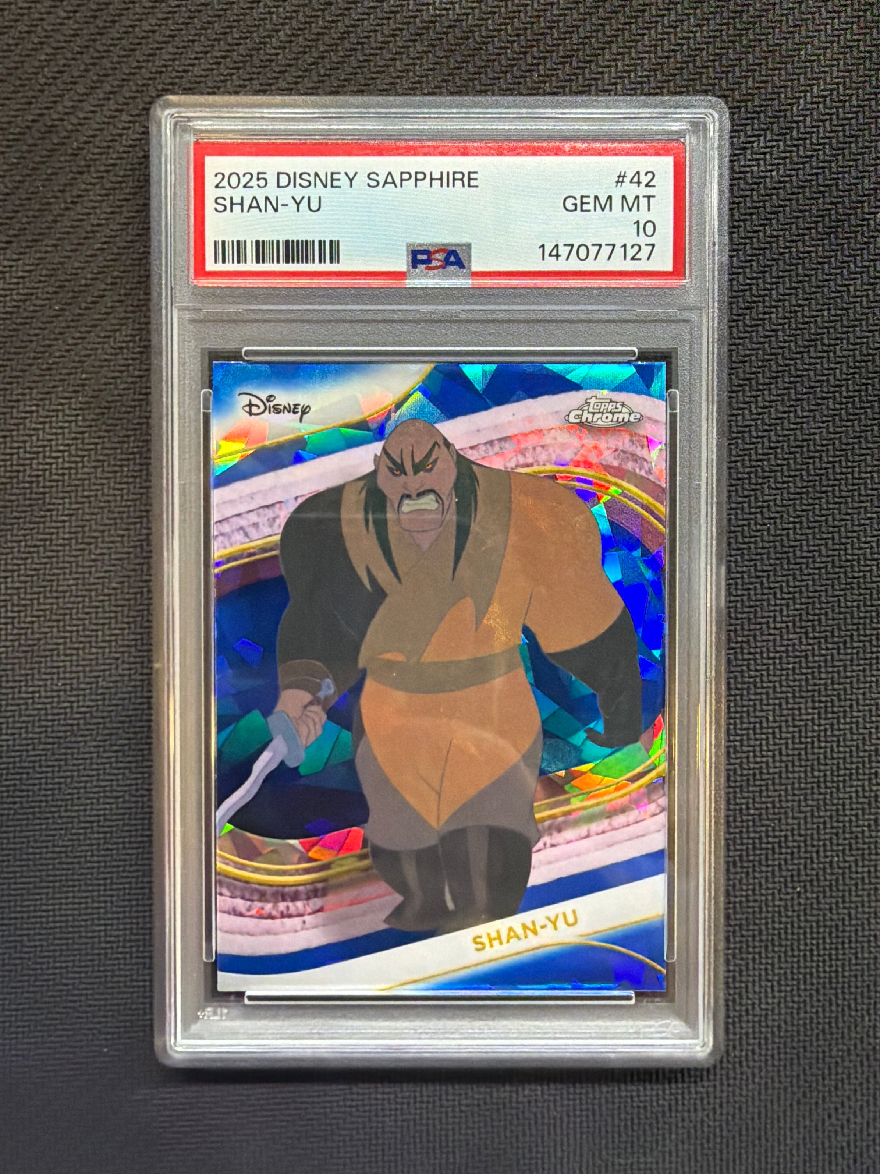 2025 Topps Chrome Disney Sapphire Shan Yu PSA 10
