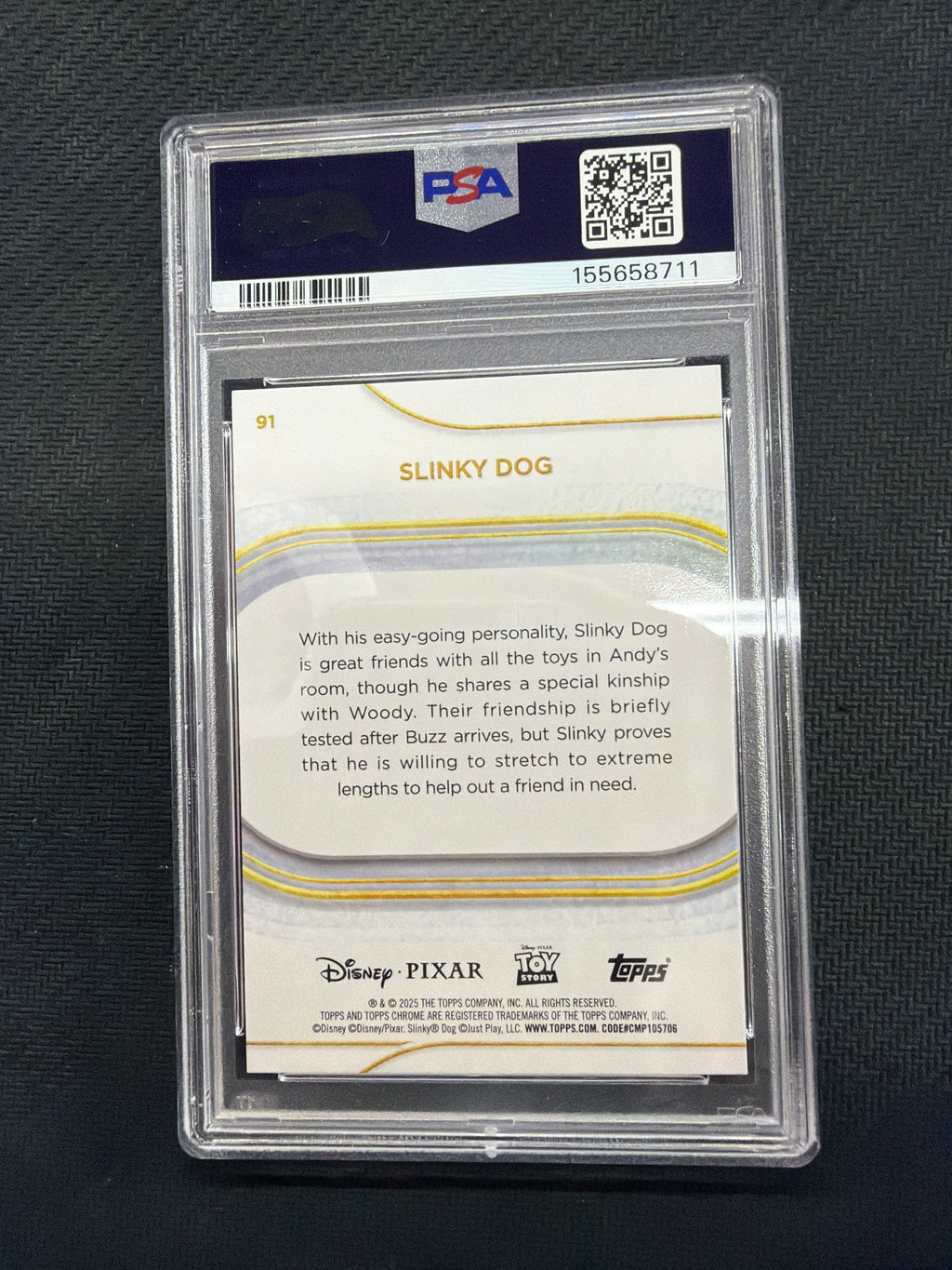 2025 Topps Chrome Disney Sapphire Slinky Dog #91 PSA 10 711