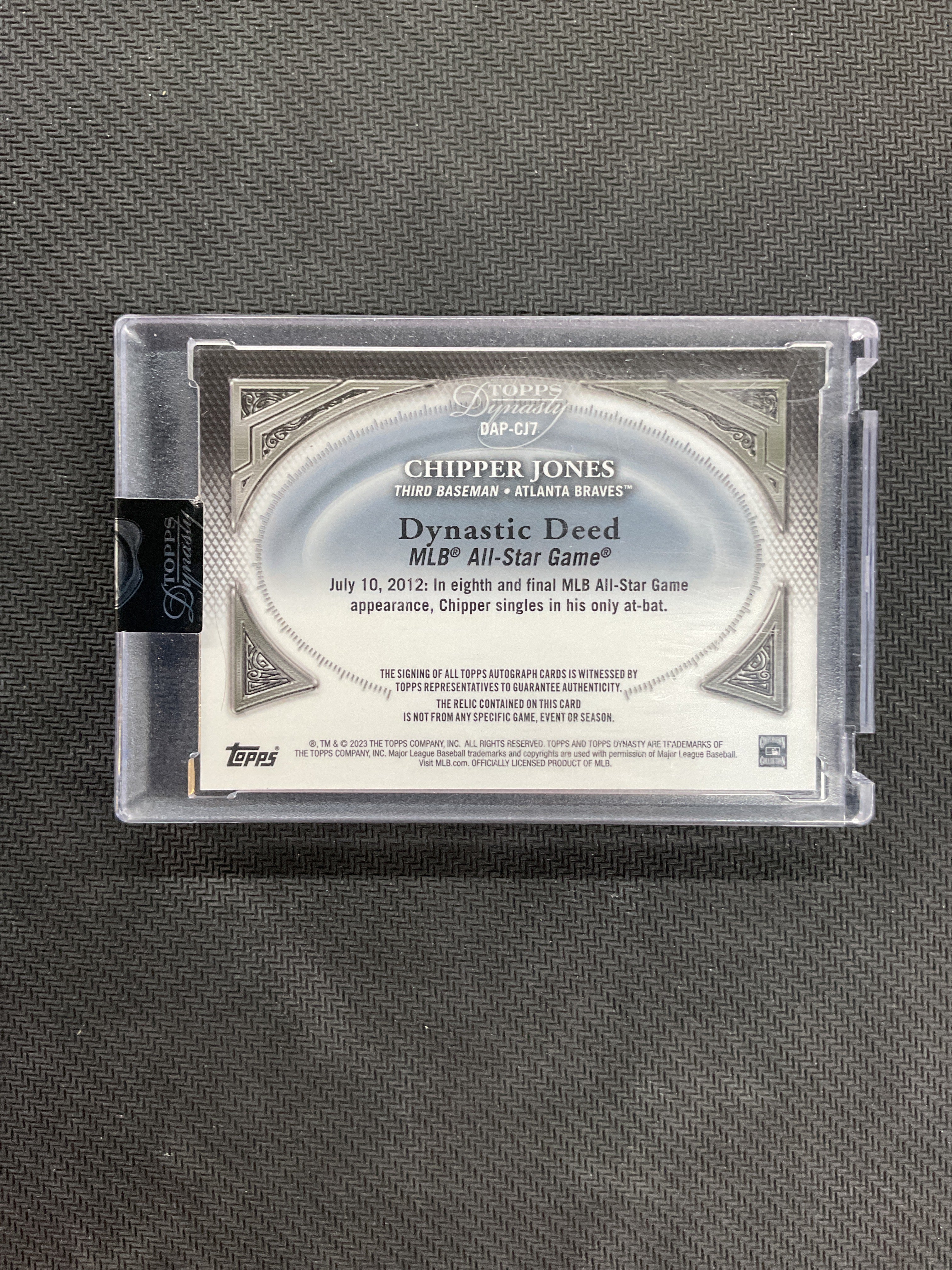 2023 Topps Dynasty Chipper Jones Patch Auto /10 Braves #CJ7