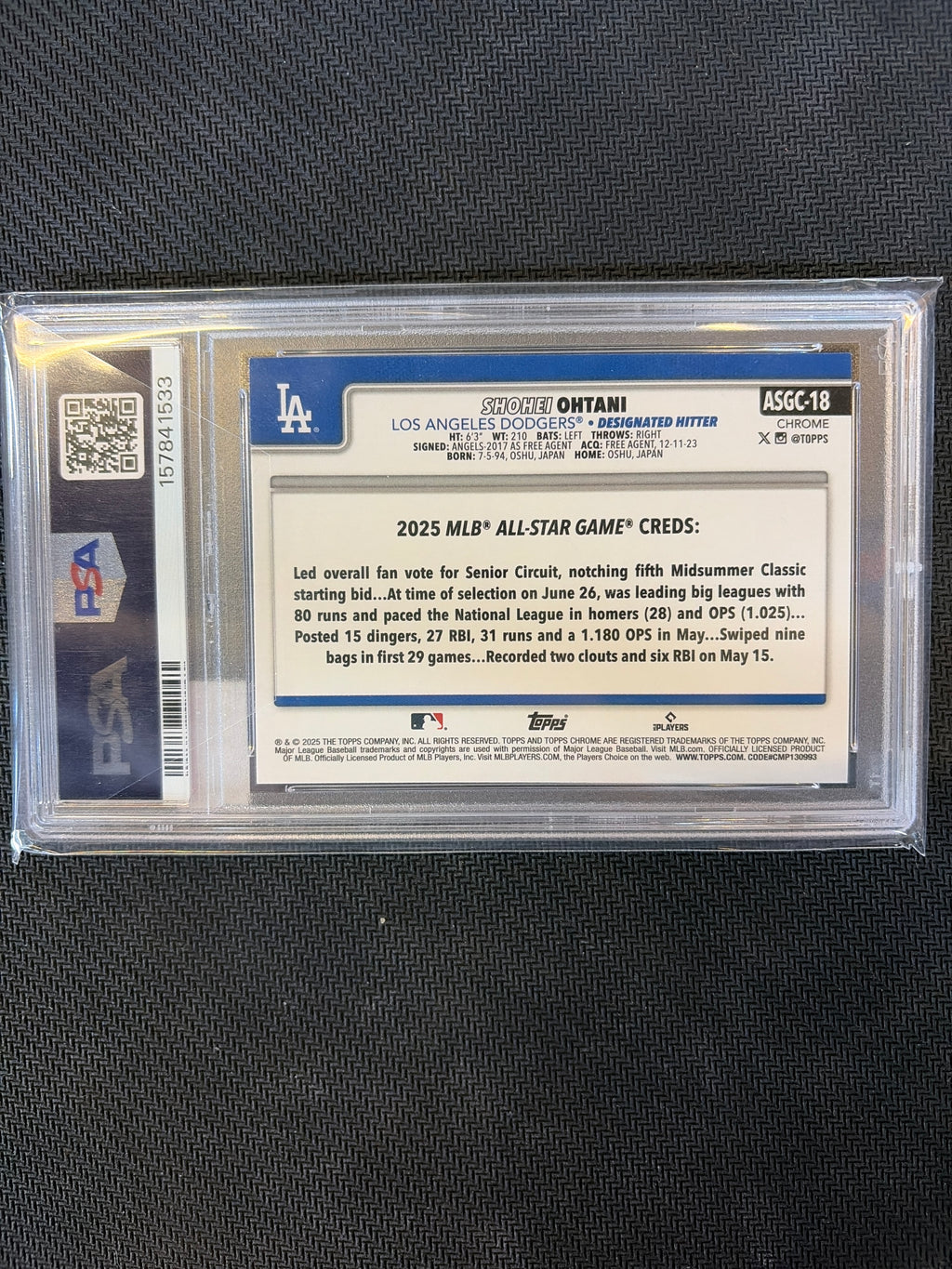 2025 Topps Chrome Update Shohei Ohtani All-Star Game Refractor PSA 10 533