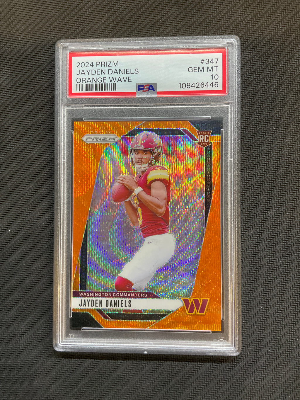 2024 Prizm Jayden Daniels Orange Wave /60 Rookie PSA 10 Commanders