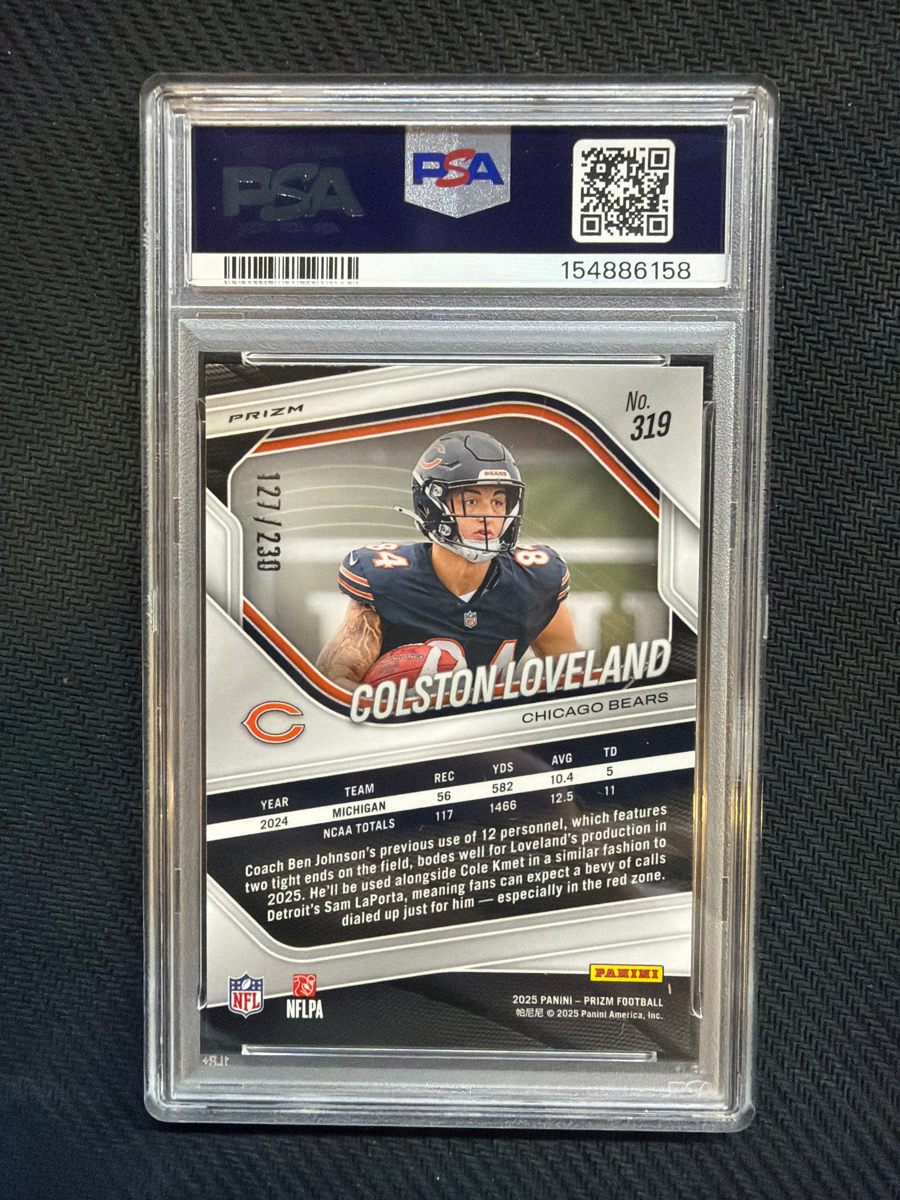 2025 Prizm Colston Loveland Blue Wave /230 PSA 10
