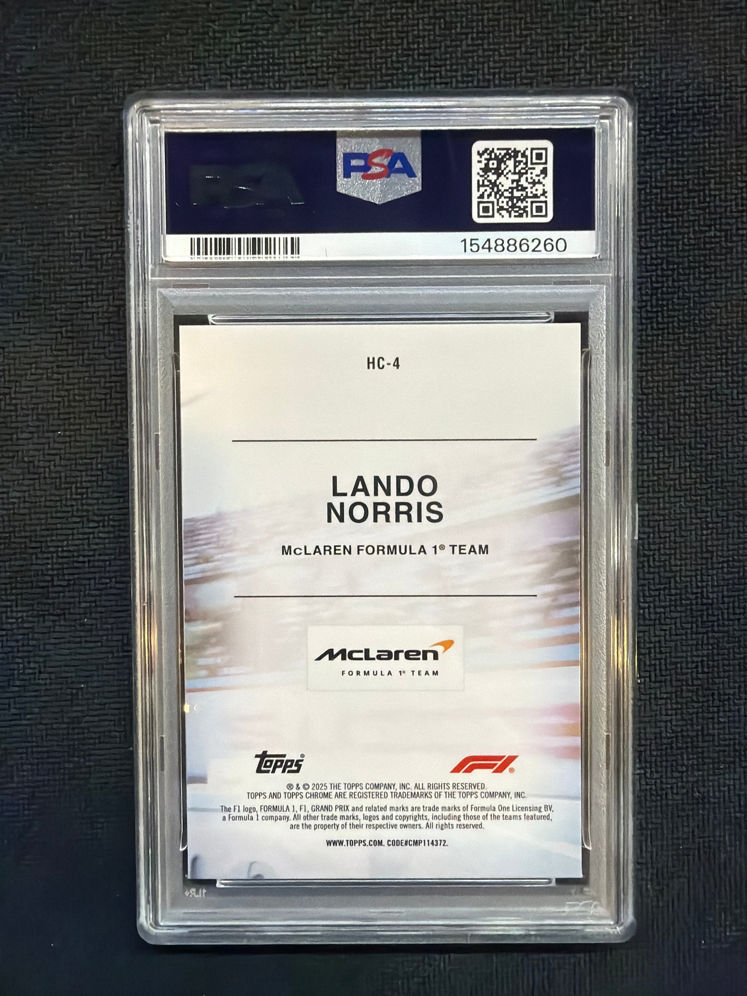 2025 Topps Chrome F1 Lando Norris Helmet Collection PSA 10