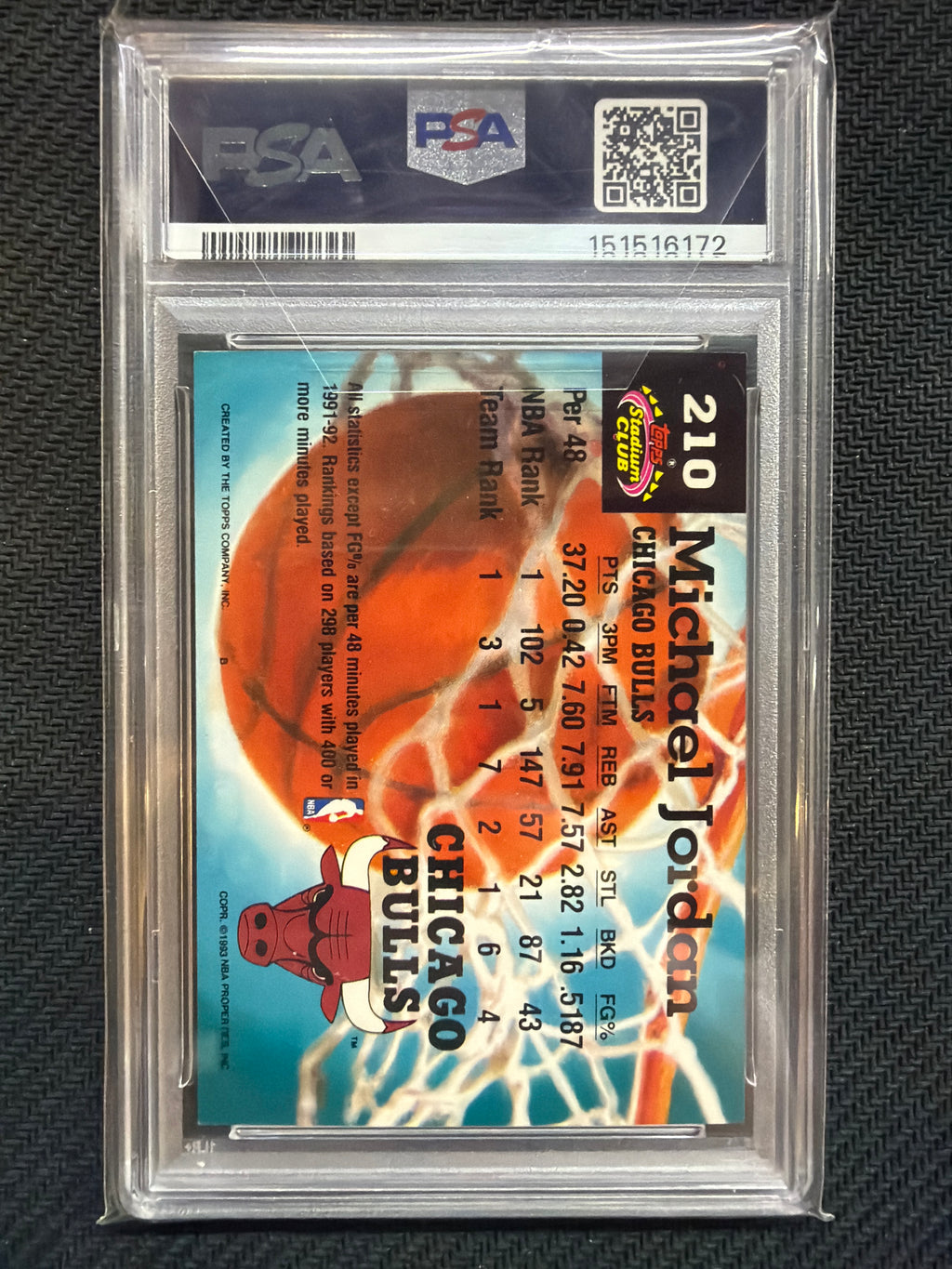 1992 Stadium Club Michael Jordan #210 PSA 7 Bulls