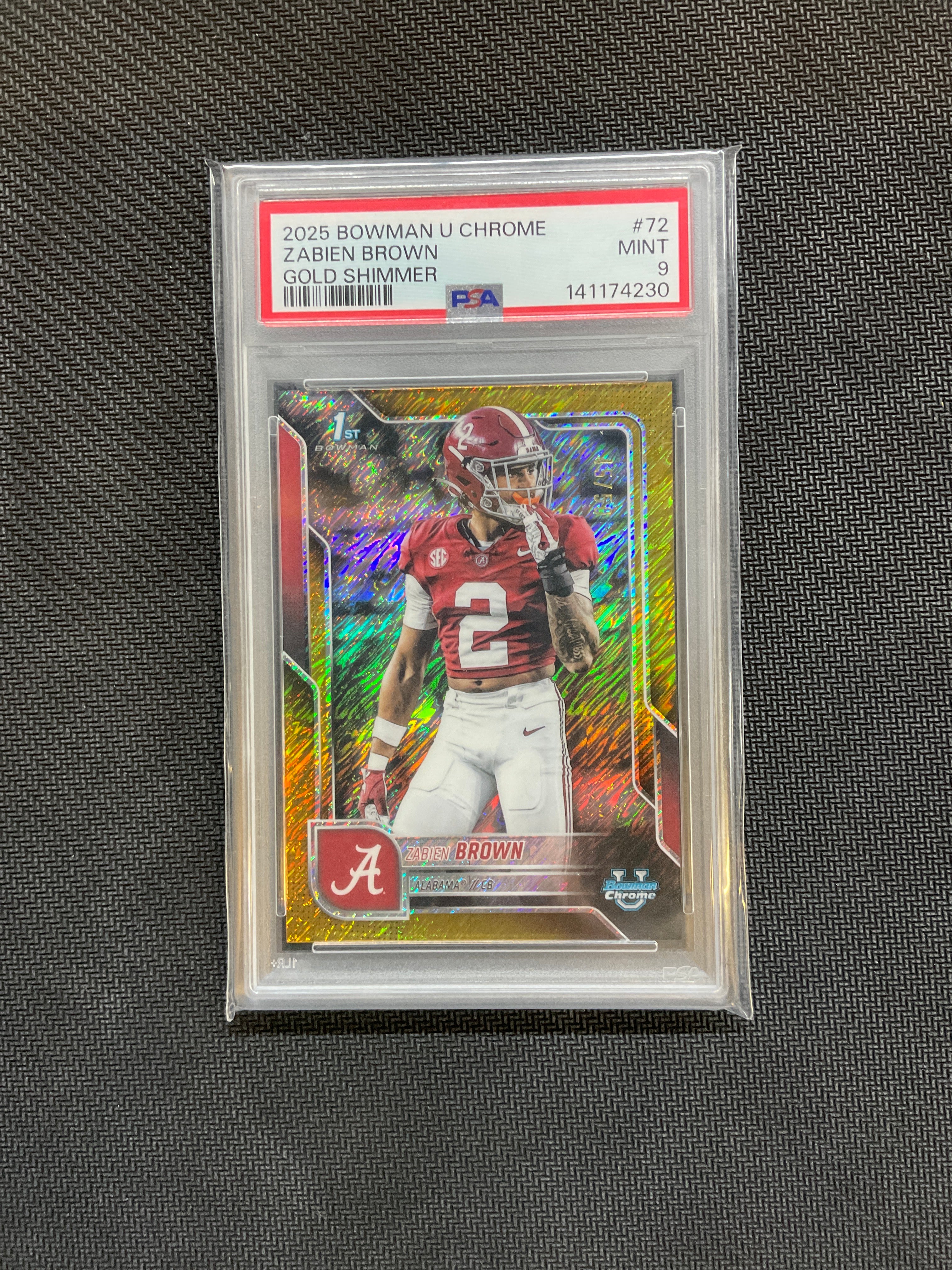 2025 Bowman U Chrome Zabien Brown Gold Shimmer /50 PSA 9 Alabama