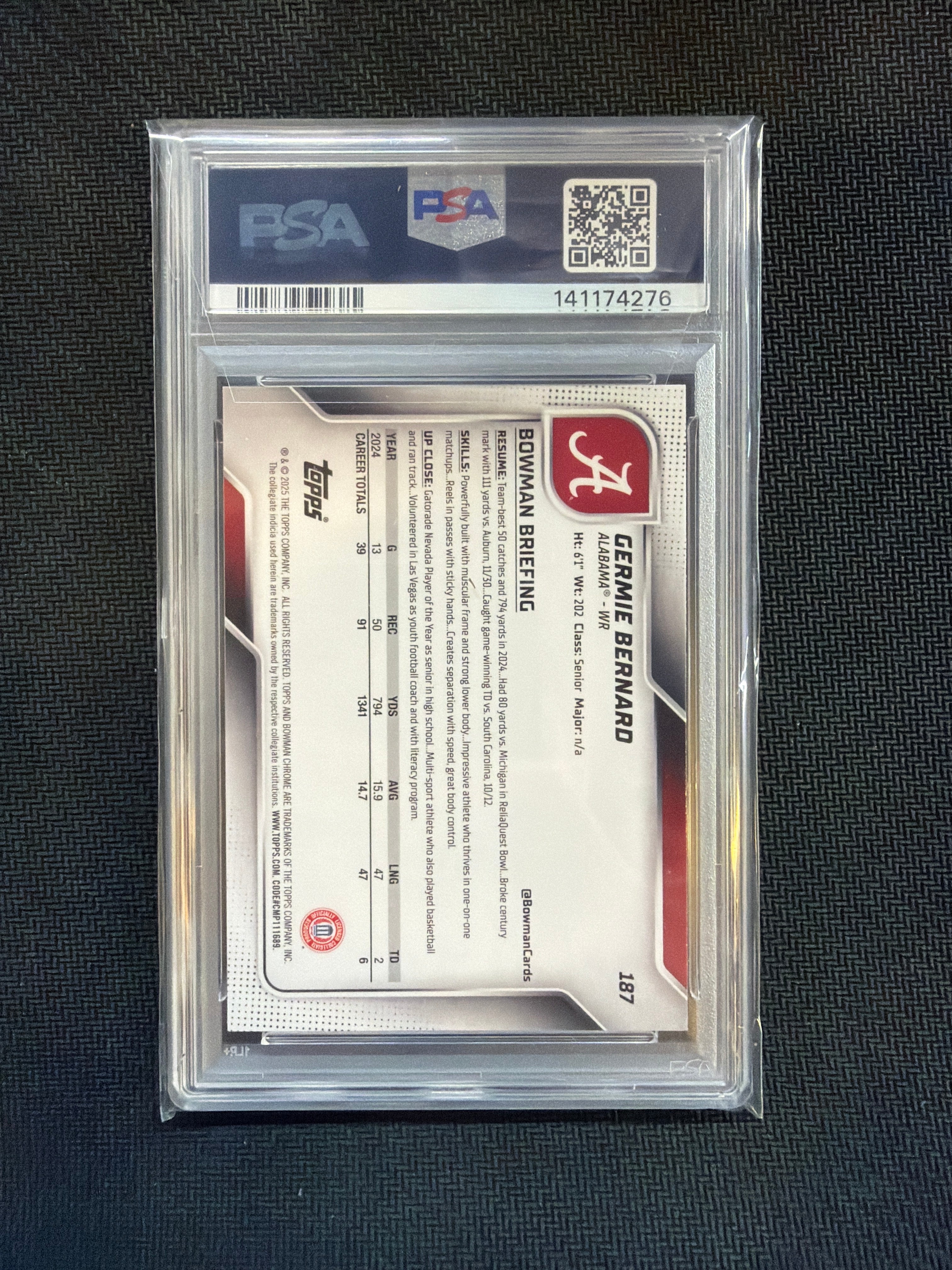 2025 Bowman U Chrome Germie Bernard Lime Green /275 PSA 10