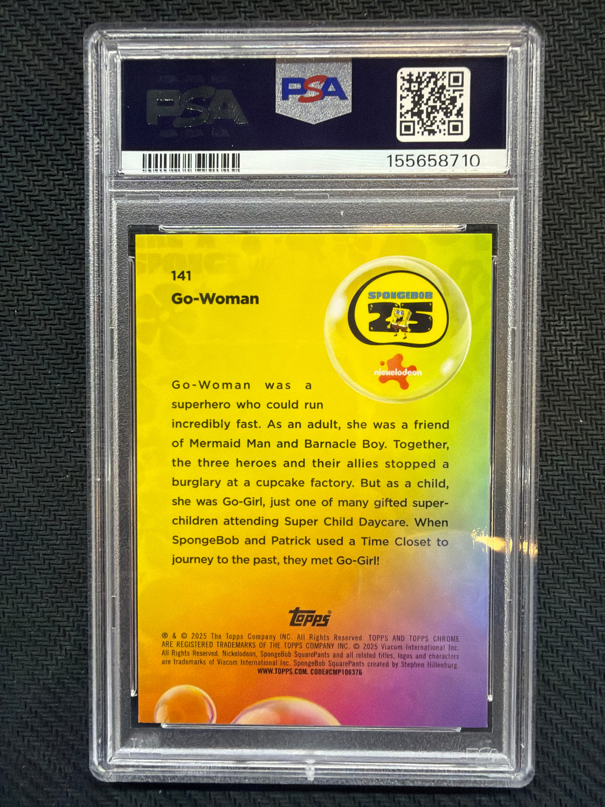 2025 Topps Chrome Spongebob Sapphire Go-Woman Green /99 PSA 10