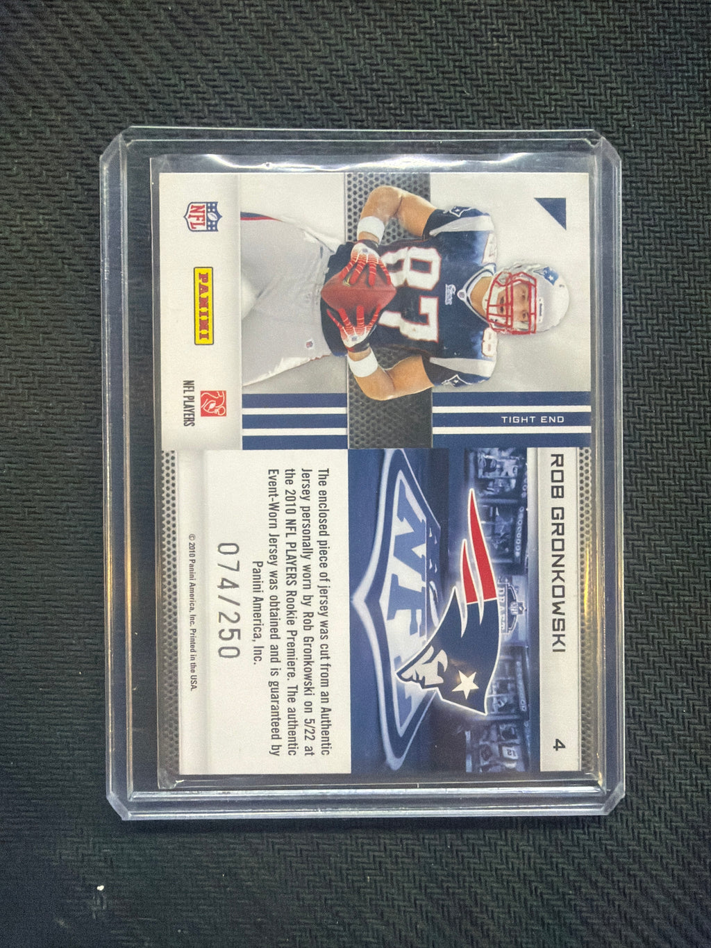 2010 Panini Absolute Rob Gronkowski War Room Patch EVENT WORN /250