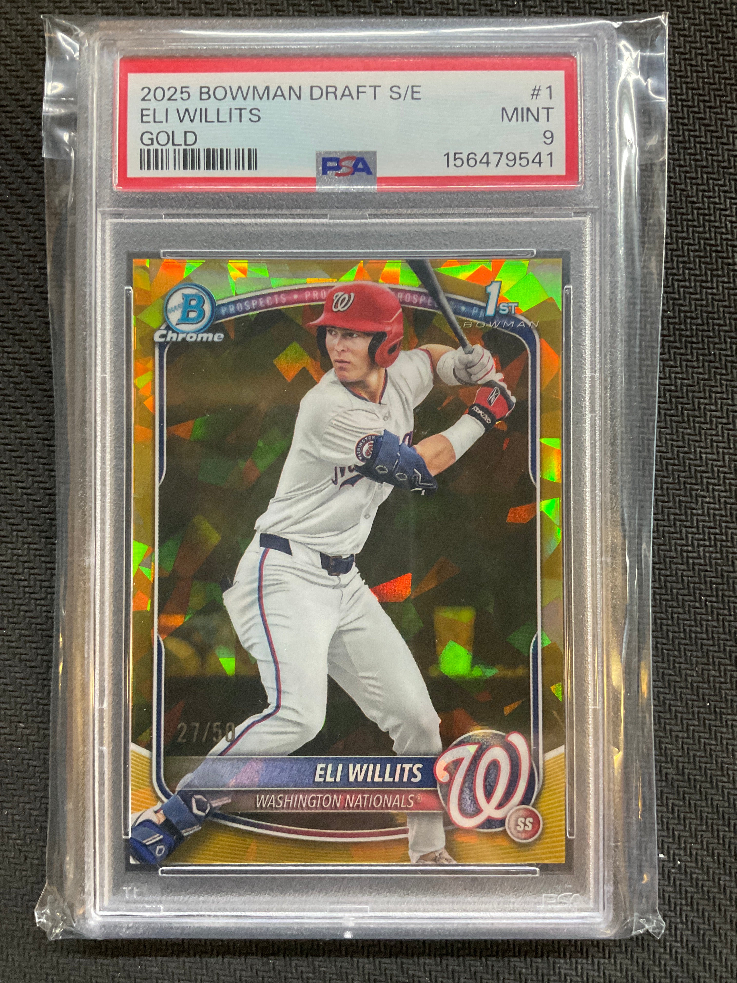 2025 Bowman Draft Sapphire Edition Eli Willits 1st Bowman Gold /50 PSA 9 Nationals