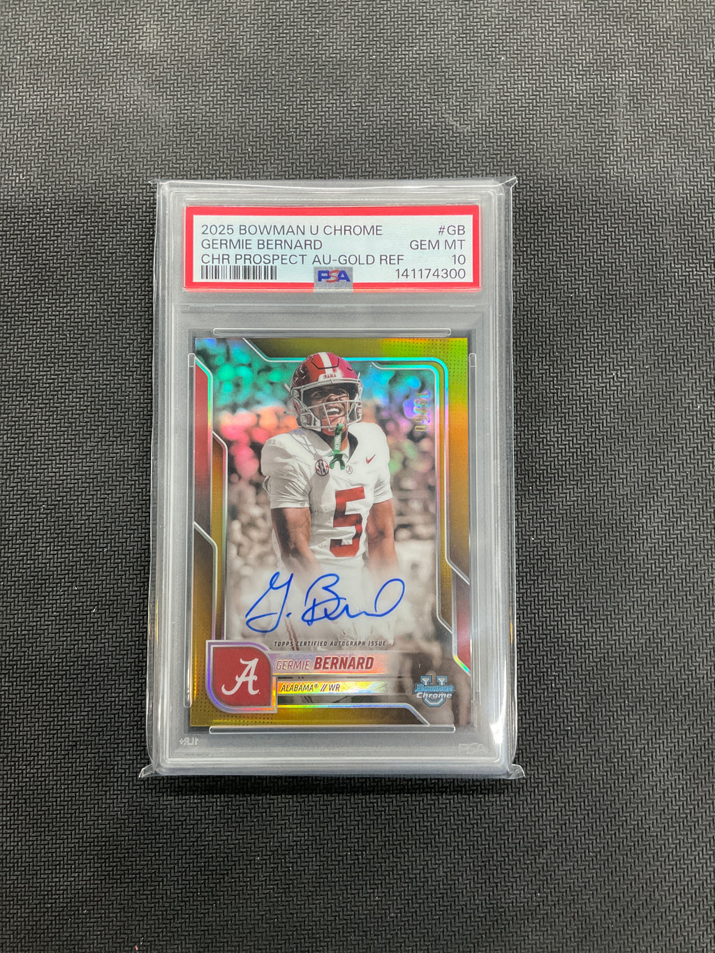 2025 Bowman U Chrome Germie Bernard Gold Auto /50 PSA 10 Alabama