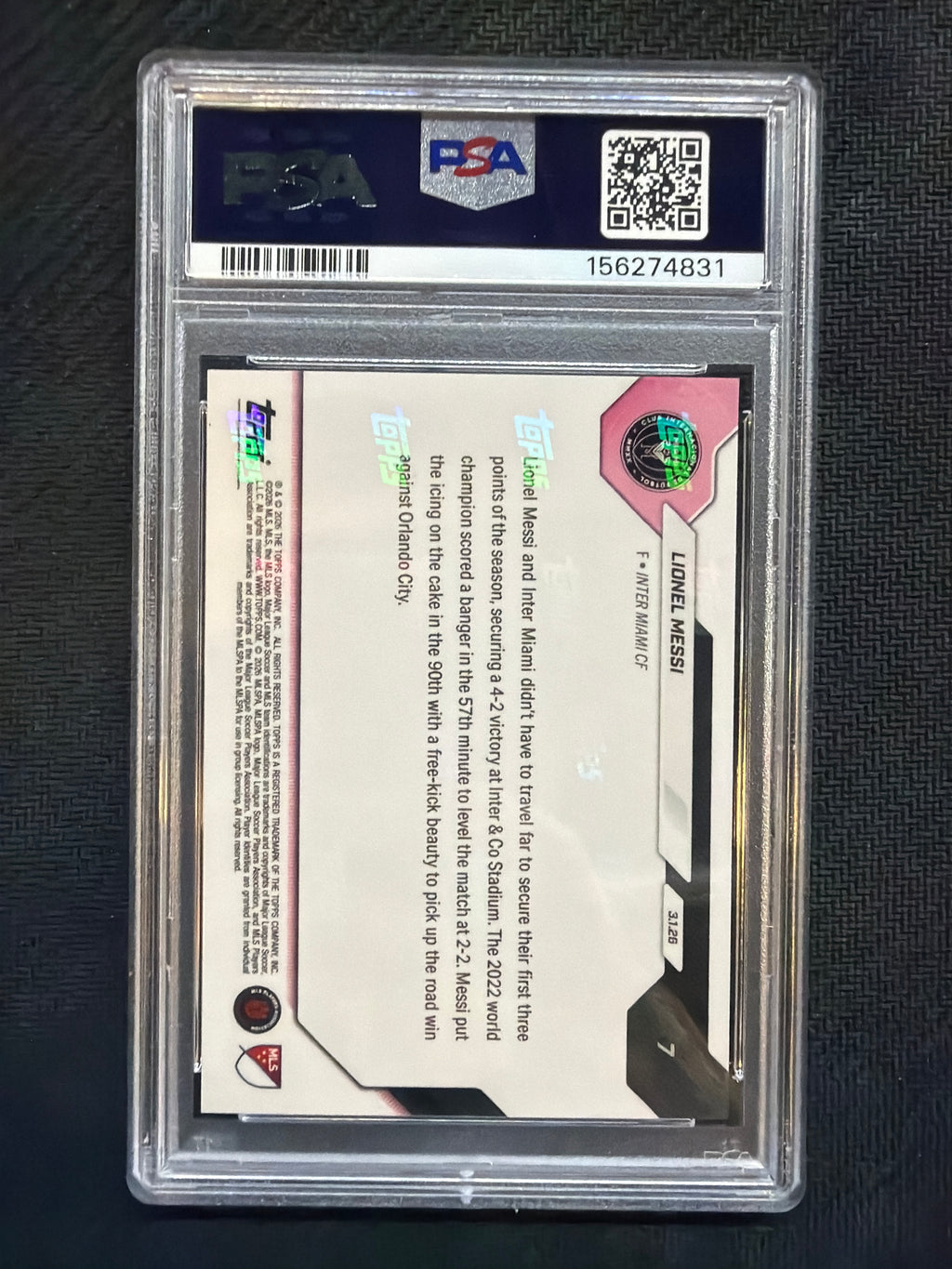 2026 Topps Now MLS Lionel Messi #7 South Beach PSA 9 831