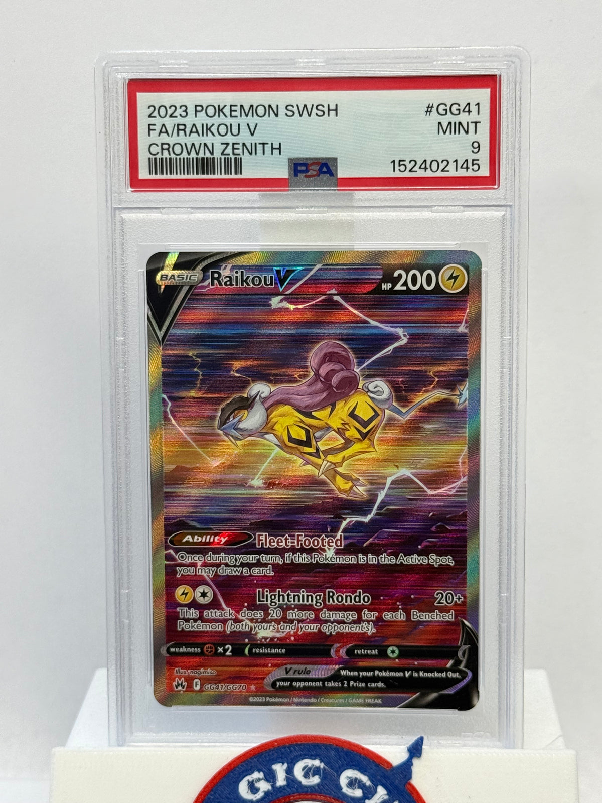 2023 Pokemon Crown Zenith Raikou V GG41 PSA 9