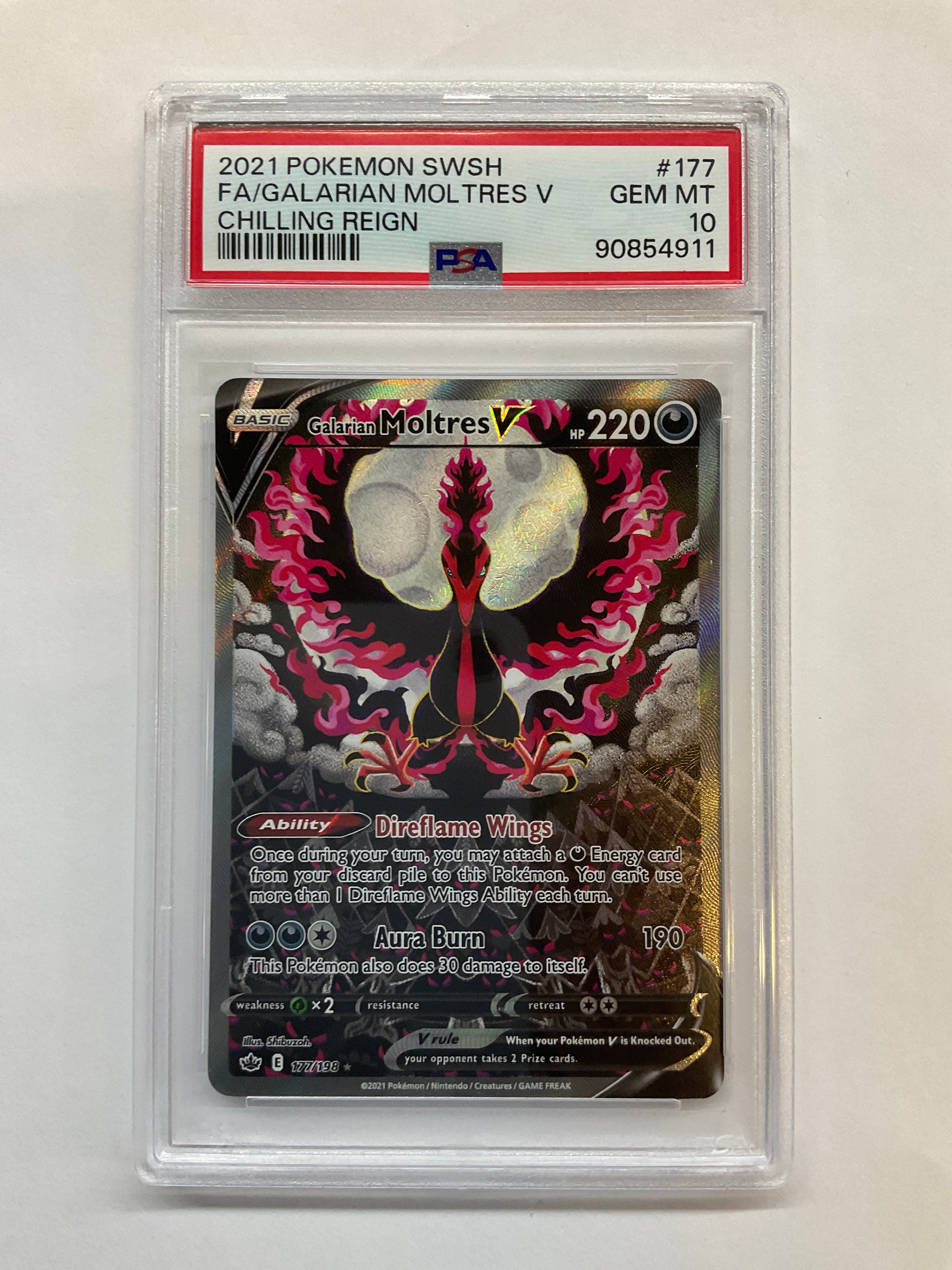 2021 Pokemon Chilling Reign Galarian Moltres V 177 PSA 10