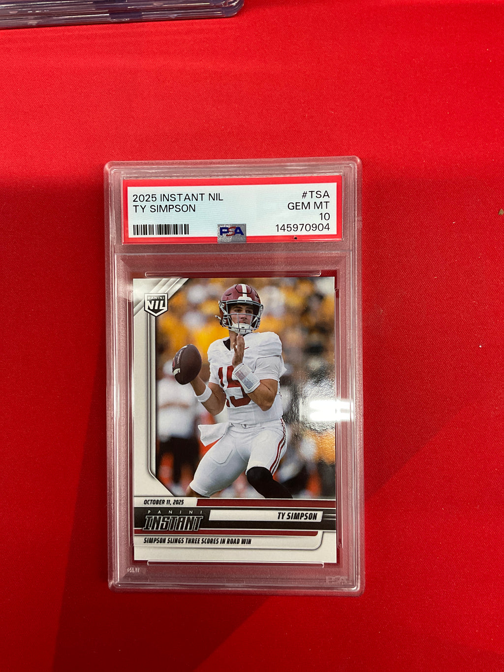2025 Panini Instant NIL Ty Simpson Rookie PSA 10 Alabama 904