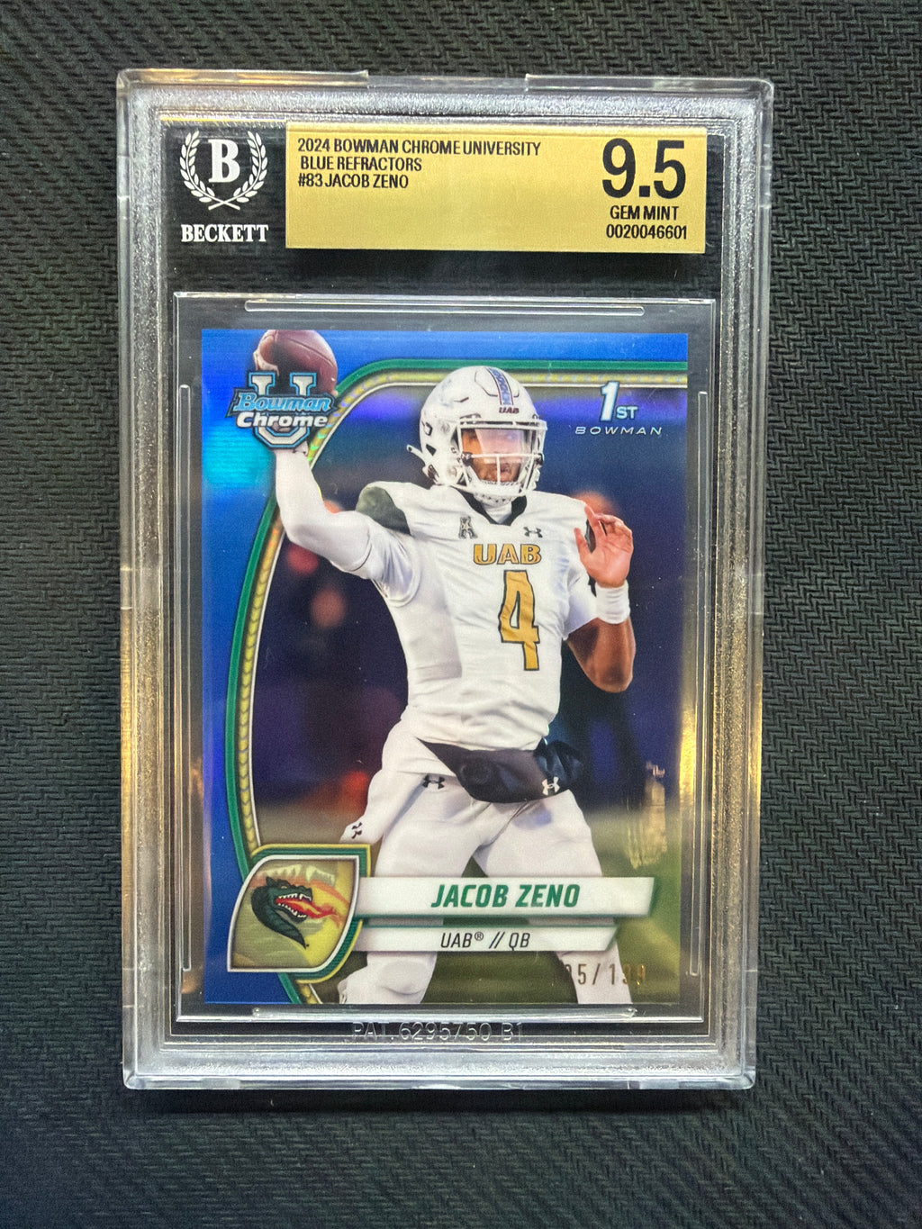 2024 Bowman Chrome U Jacob Zeno Blue /199 BGS 9.5 UAB