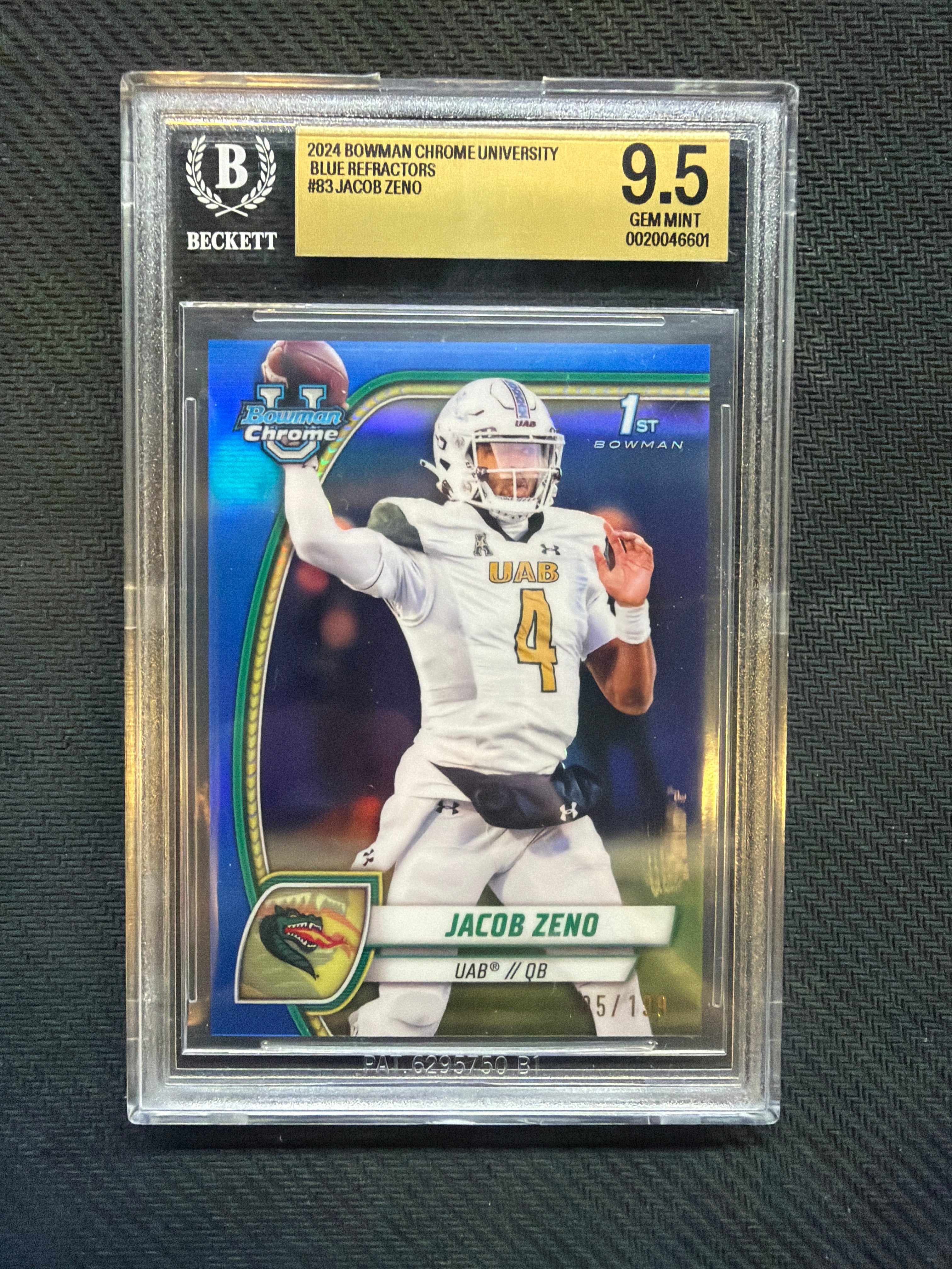 2024 Bowman Chrome U Jacob Zeno Blue /199 BGS 9.5 UAB