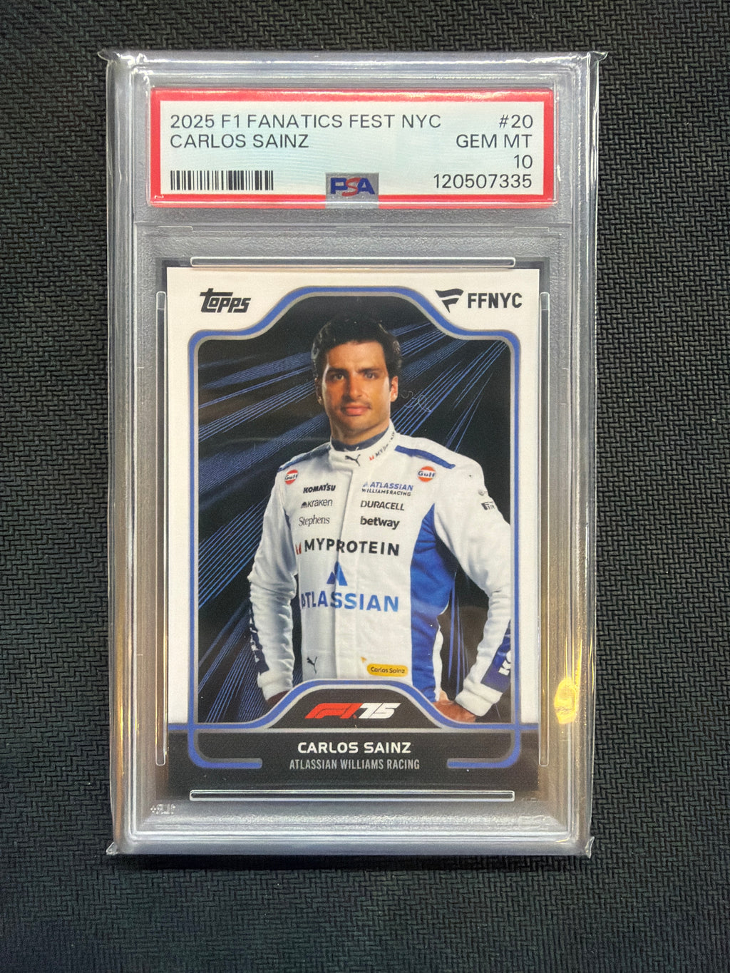 2025 Topps F1 Fanatics Fest Carlos Sainz Williams #20 PSA 10