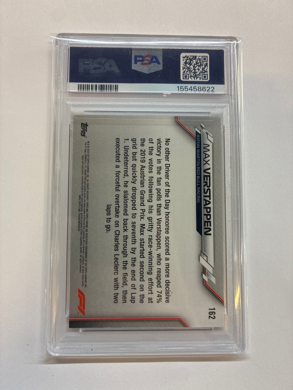 2020 Topps Chrome F1 Max Verstappen 70th Anniversary Orange Refractor